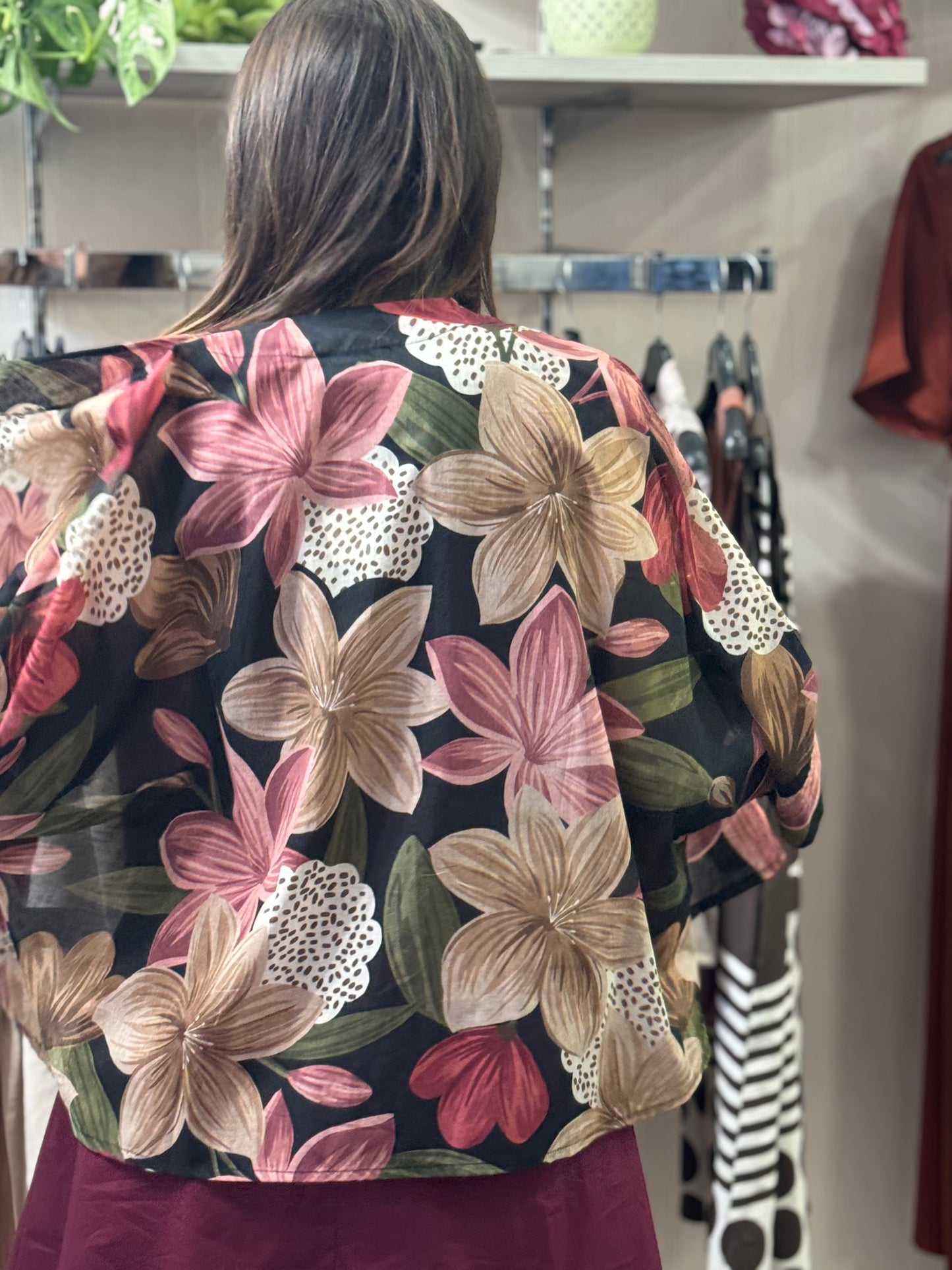 Kimono fantasia nero bordeaux
