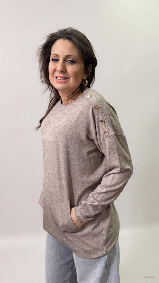 Maglioncino bottoncini beige