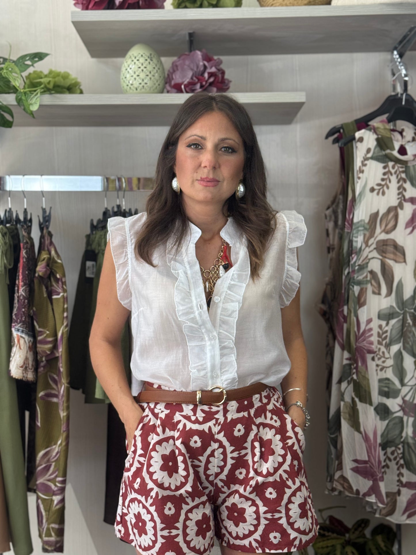 Camicia smanicata bianca