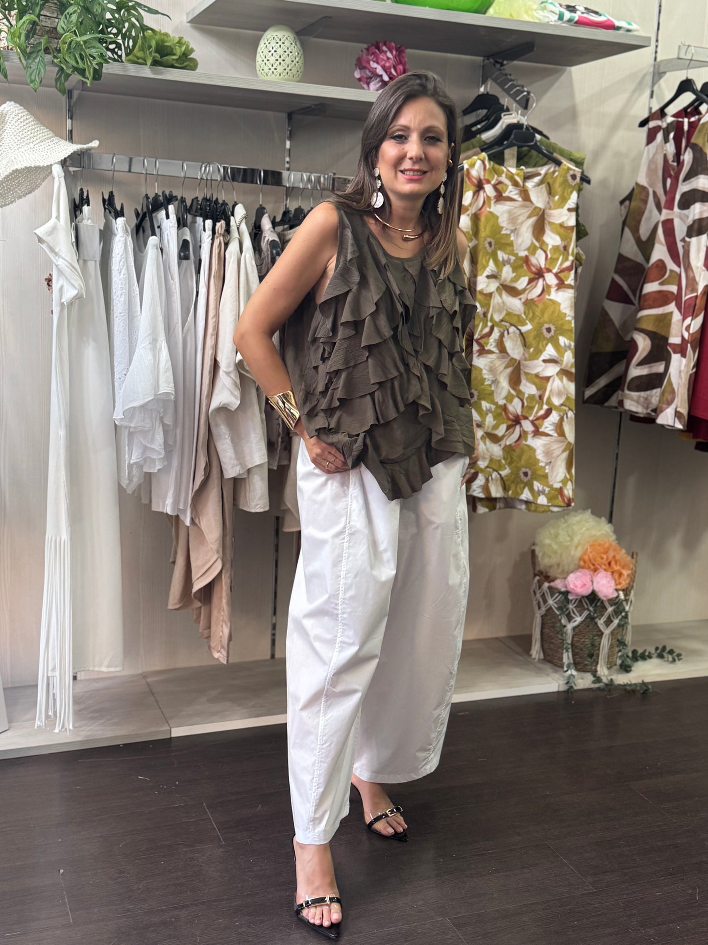 Pantalone baloon bianco