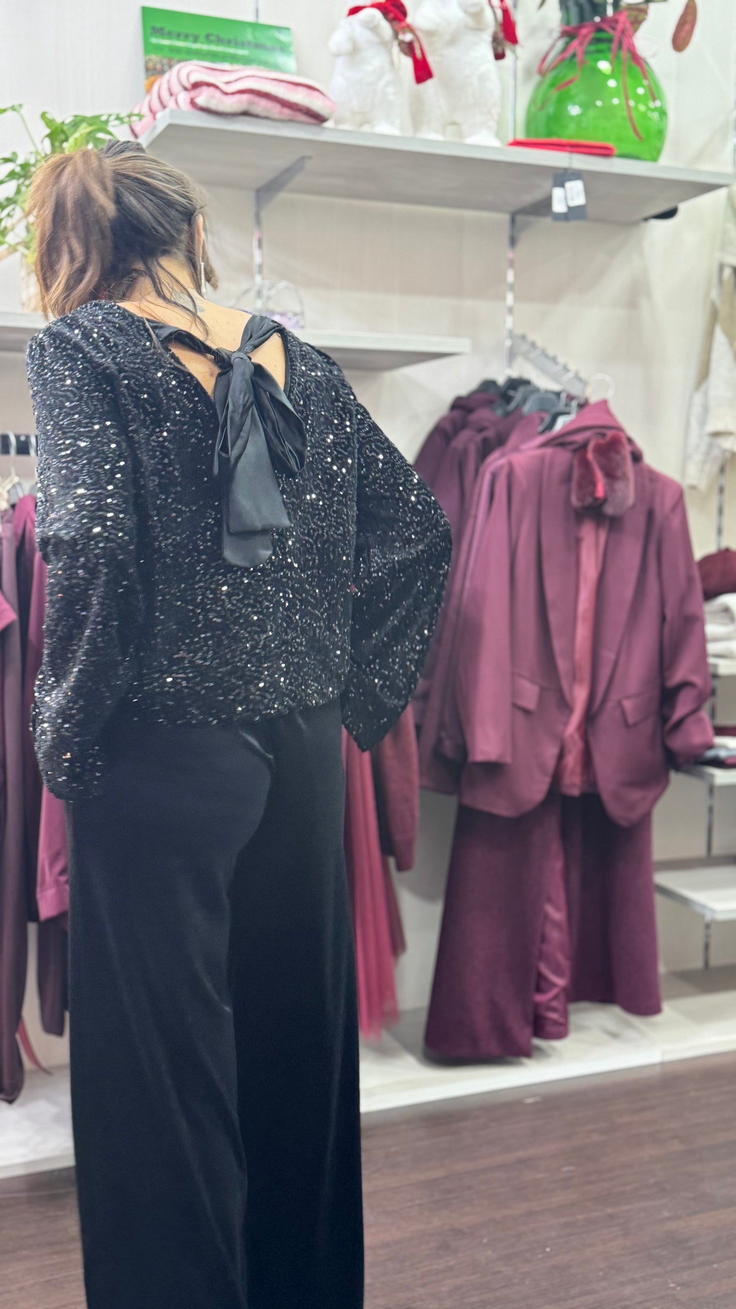 Pantalone velluto liscio nero