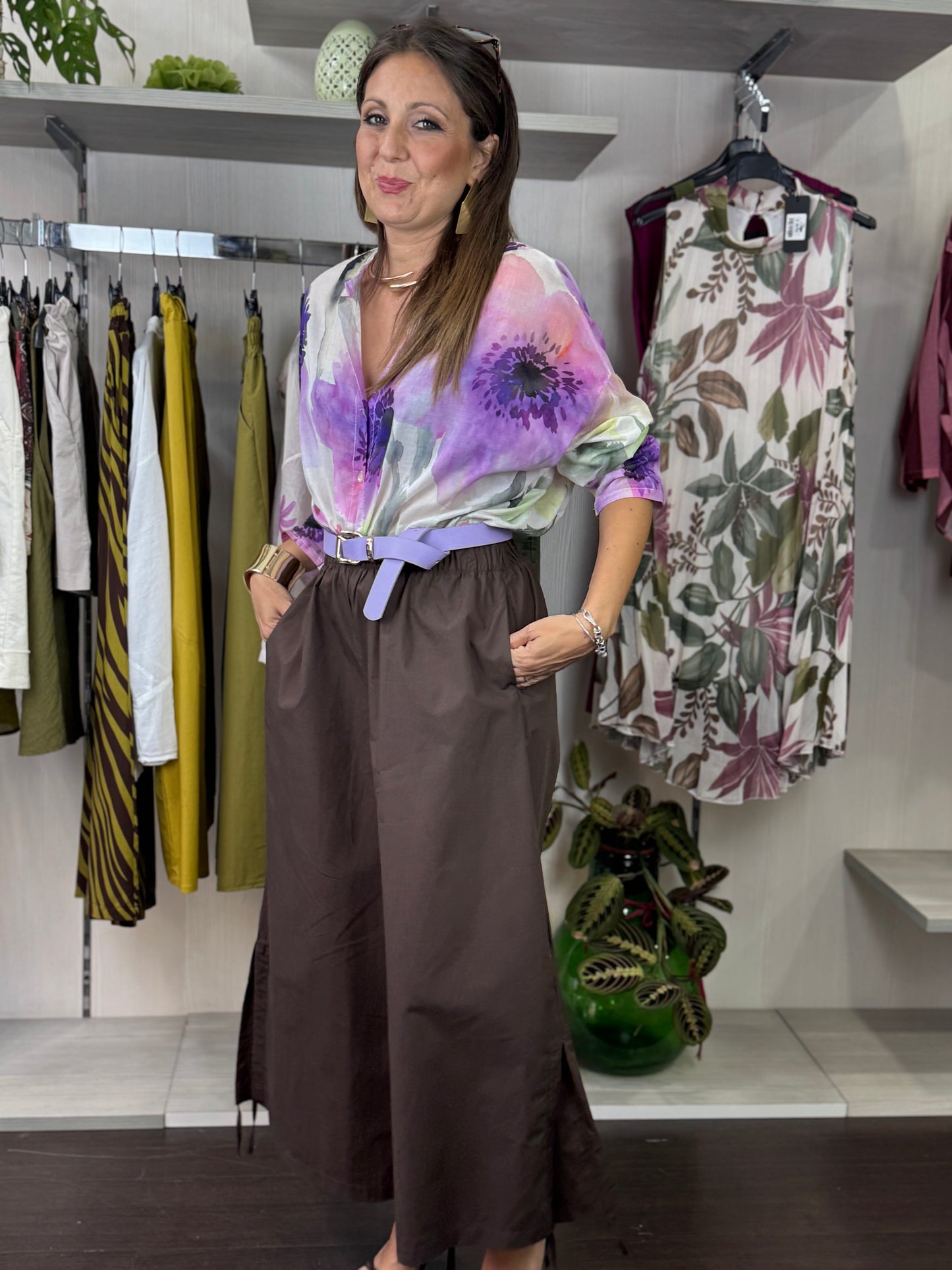 Pantalone cioccolato coulisse fondo