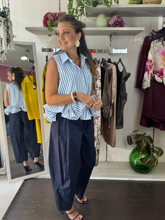 Camicia smanicata rigata