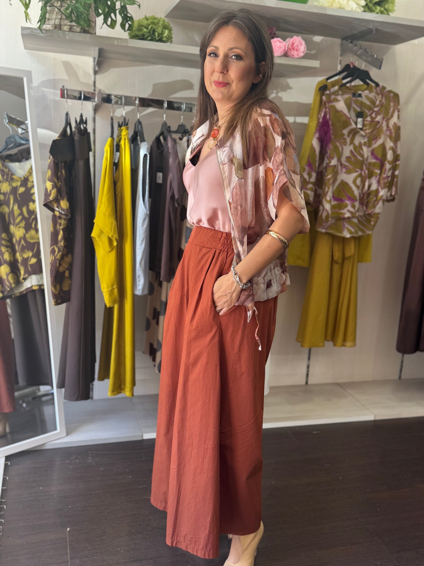 Pantalone cropped ruggine