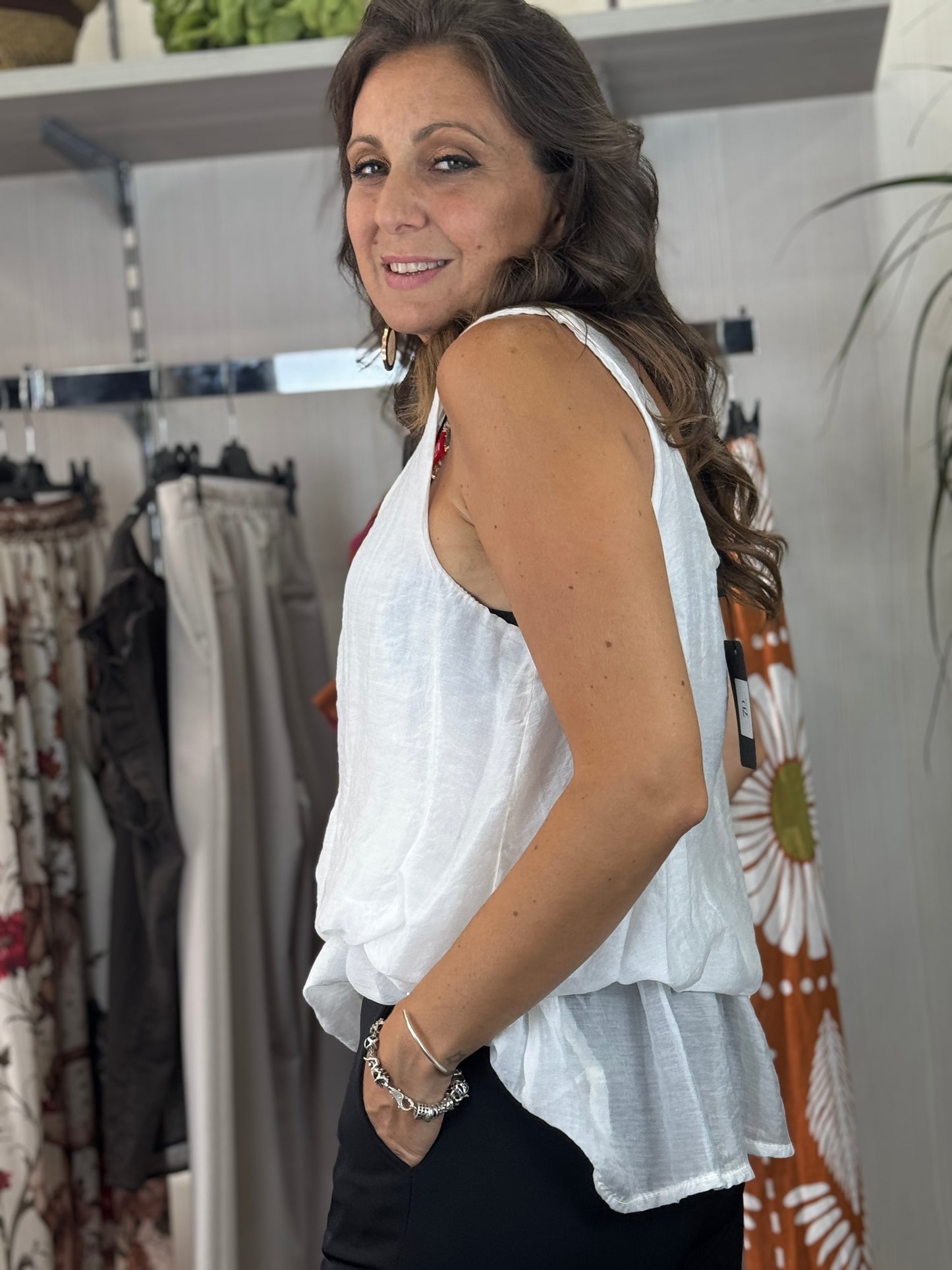 Top bianco balza