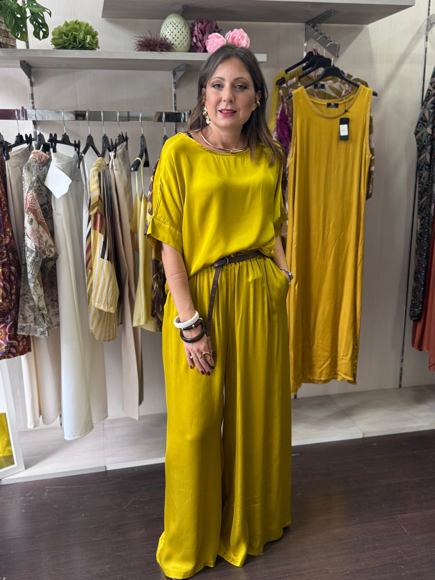 Pantalone oro con coulisse