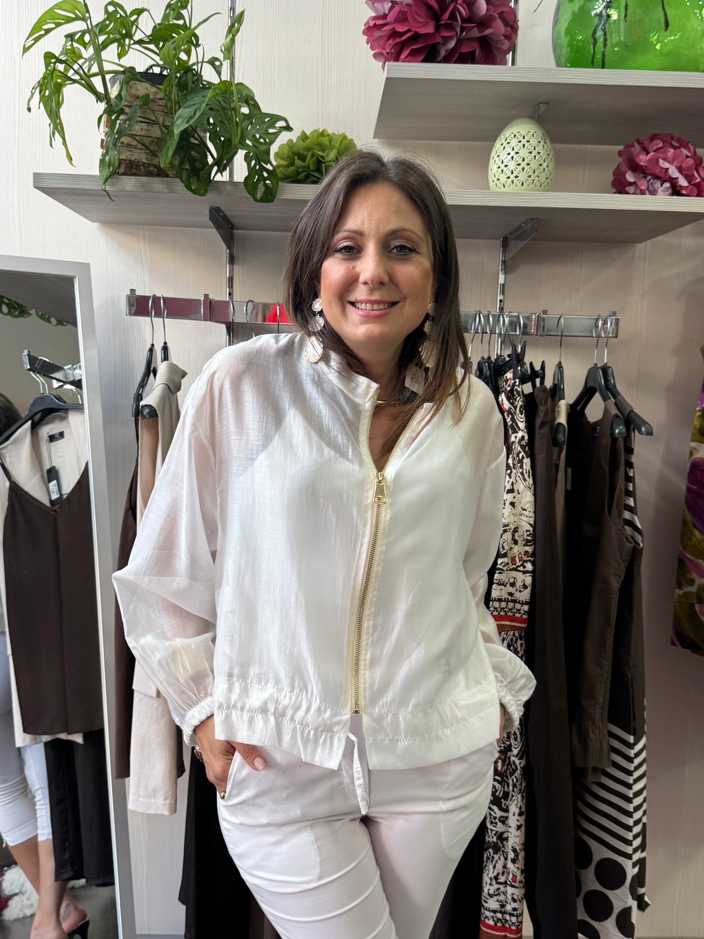 Camicia zip bianca