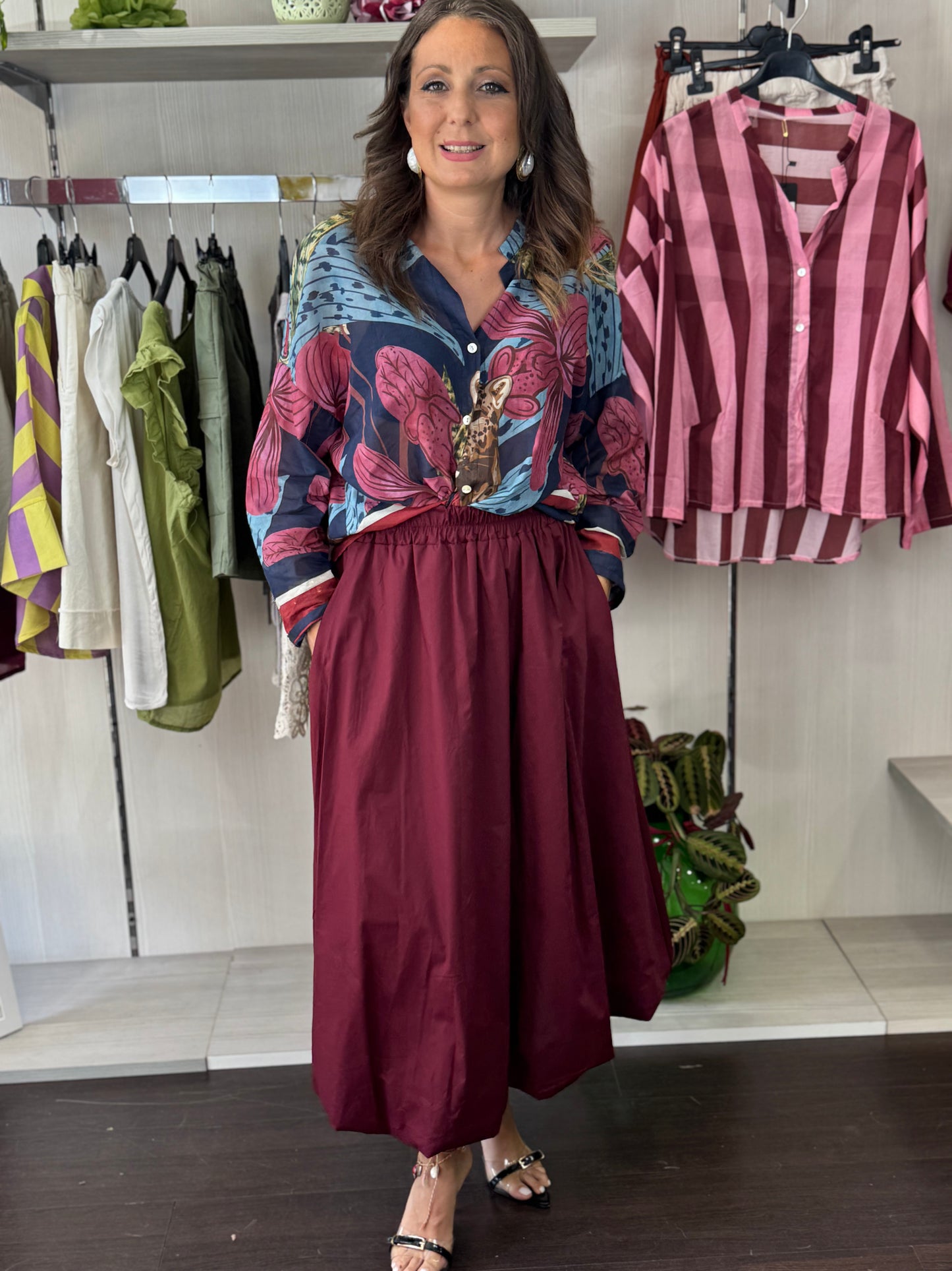 Camicia foglie e animali