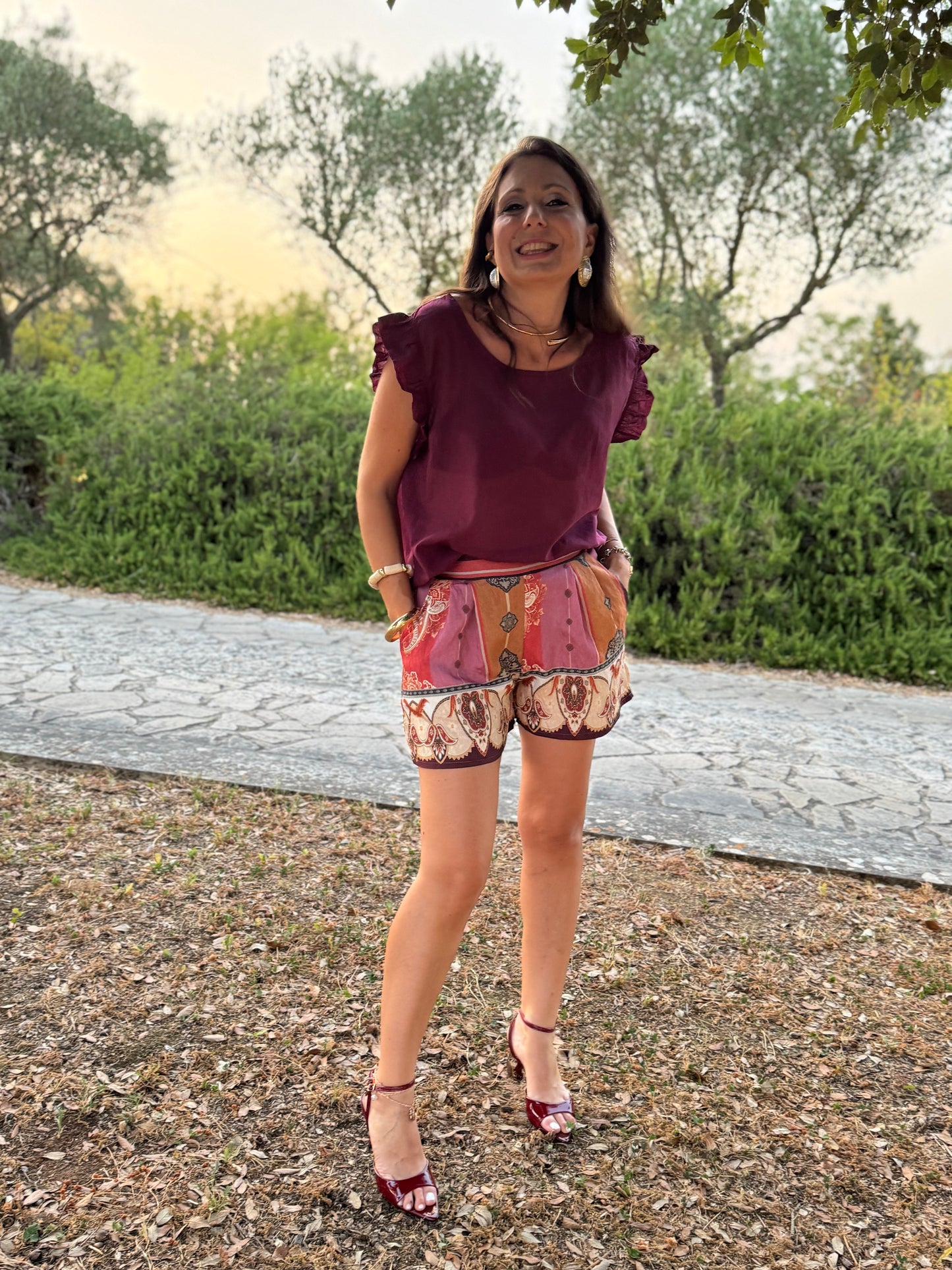 Maglia con alette bordeaux