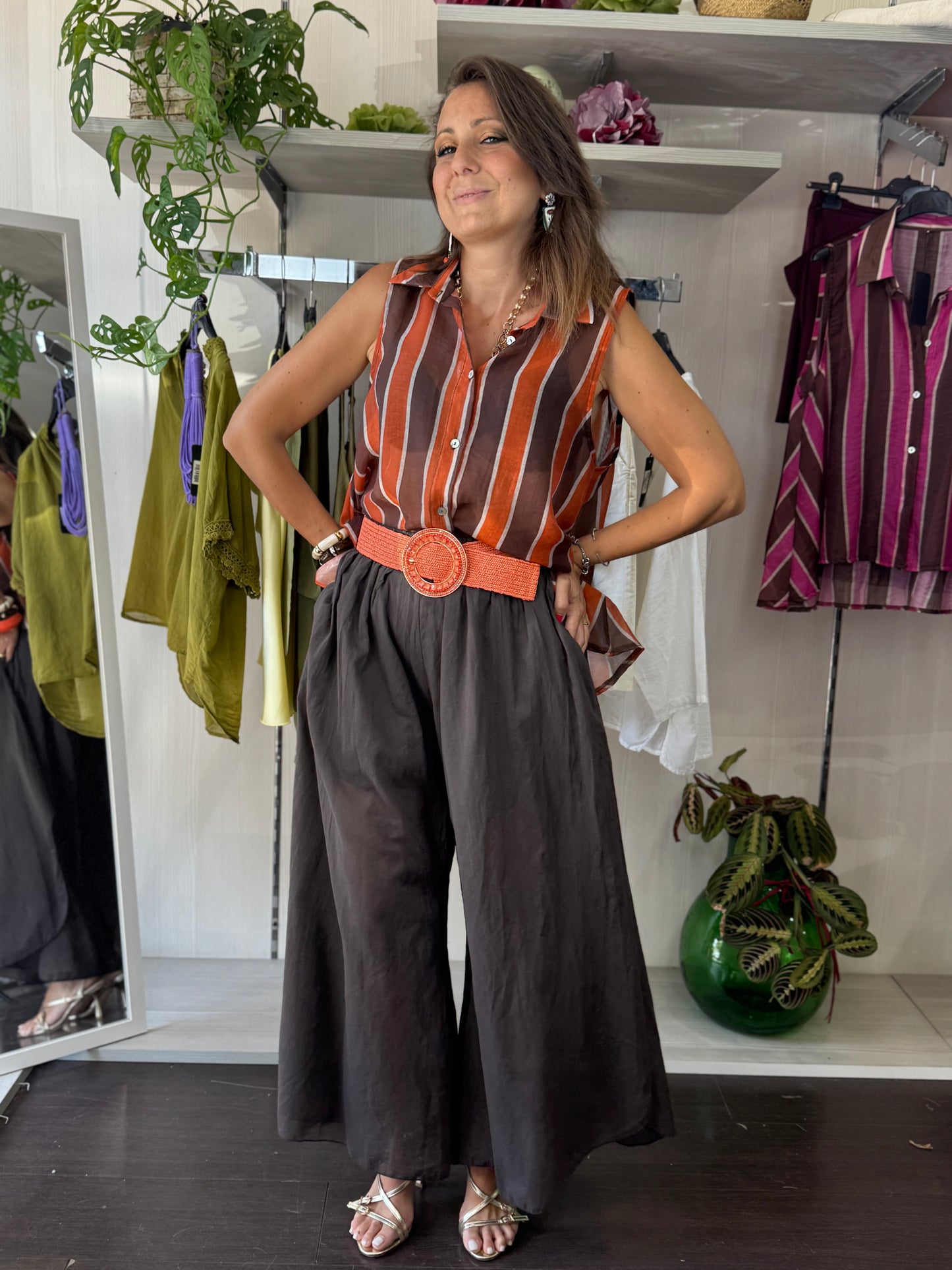 Pantalone mussola cioccolato