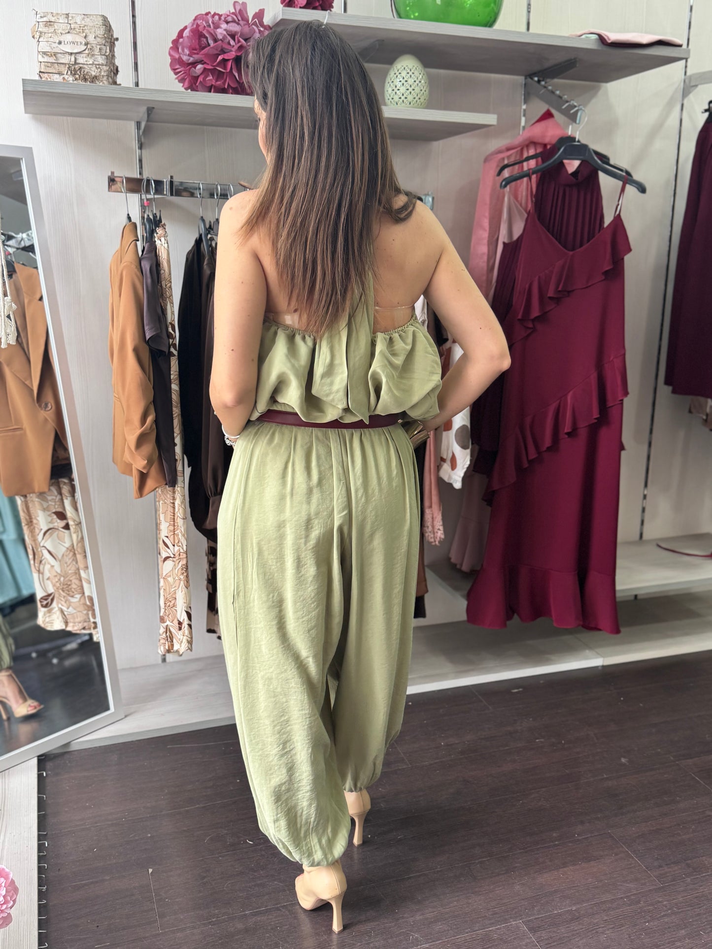 Pantalone viscosa verde