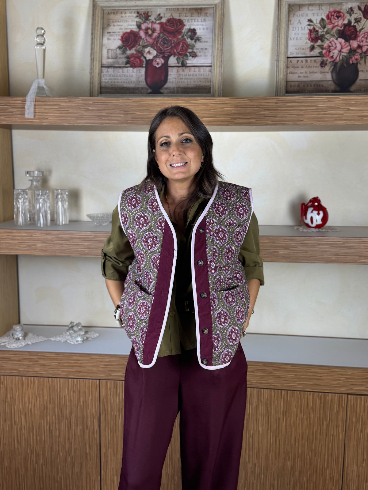 Gilet trapunta bordeaux