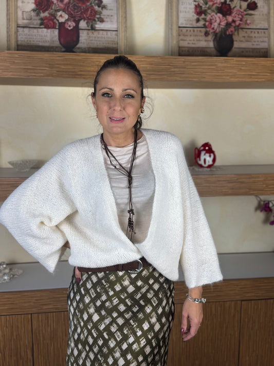 Cardigan pelosetto panna