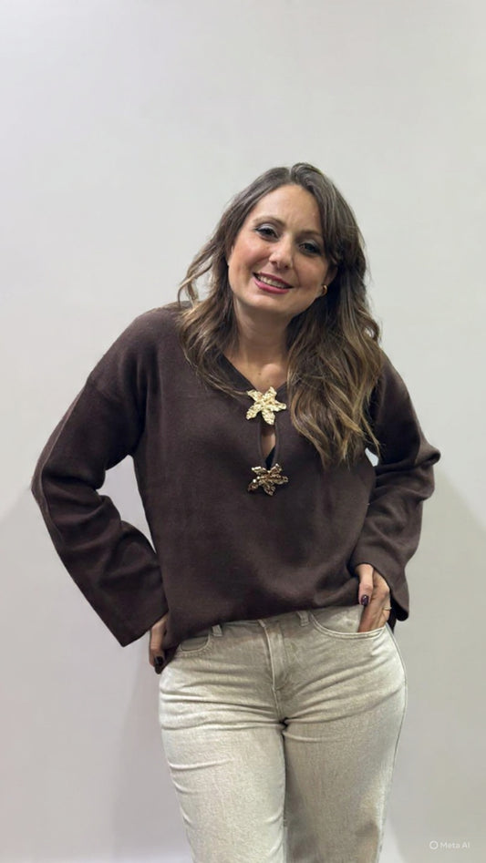 Maglioncino scollo V e goccia