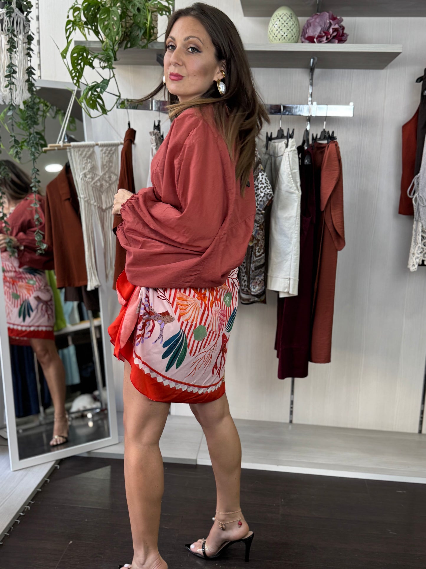 Blusa aragosta con bottoni