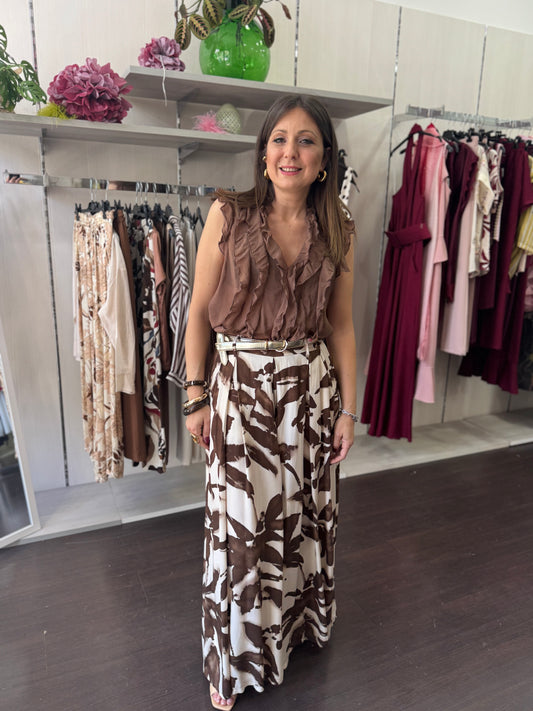 Pantalone fantasia foglie