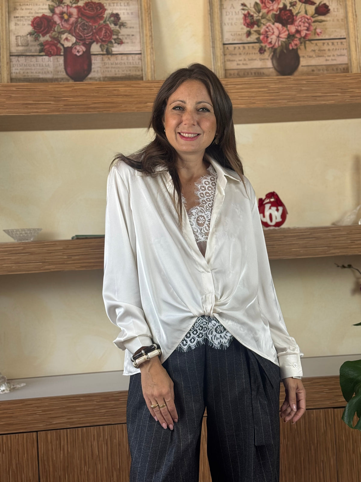 Camicia pizzo panna