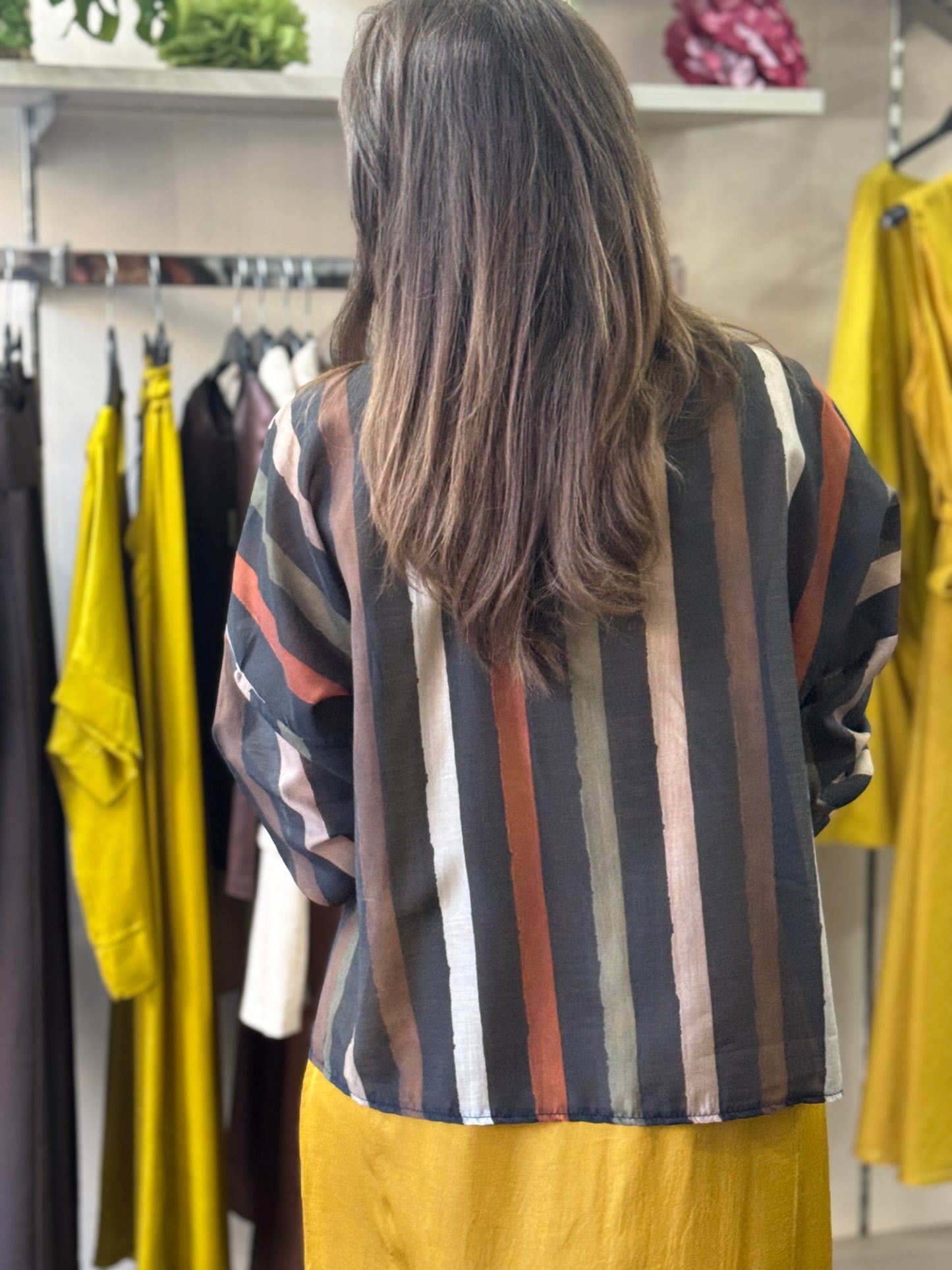 Camicia righe nero ruggine