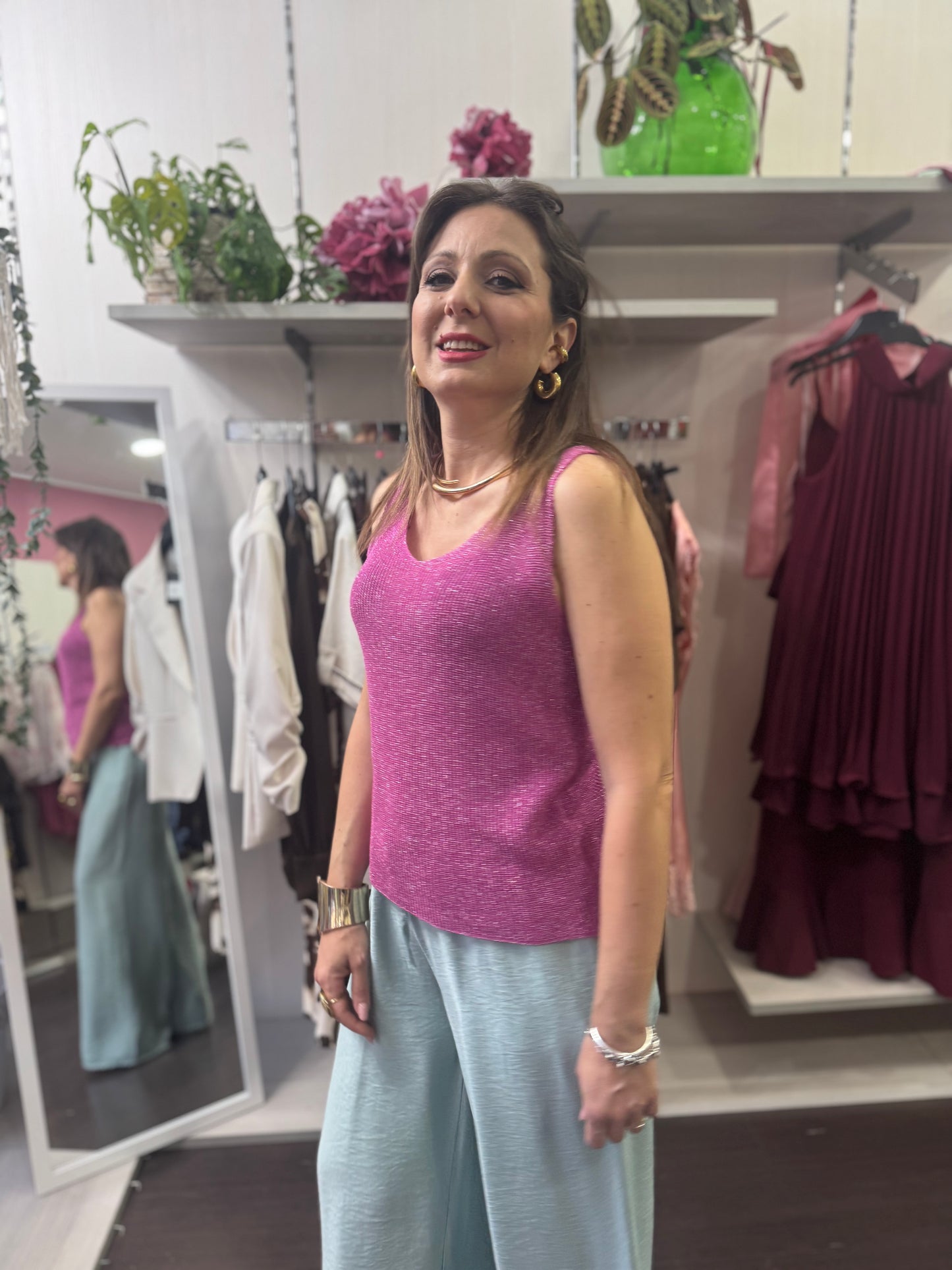 Top lurex fucsia