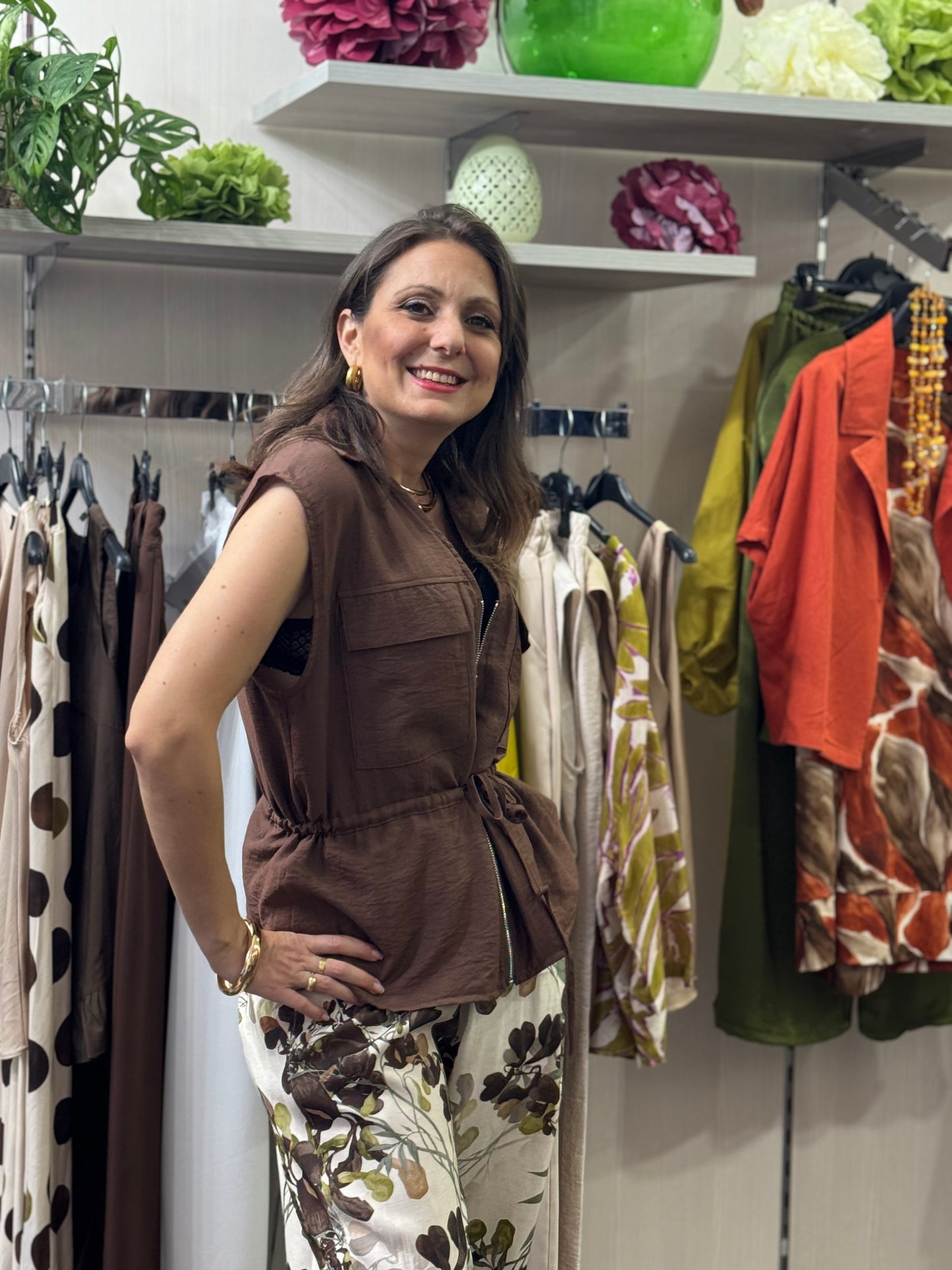 Gilet cioccolato con zip
