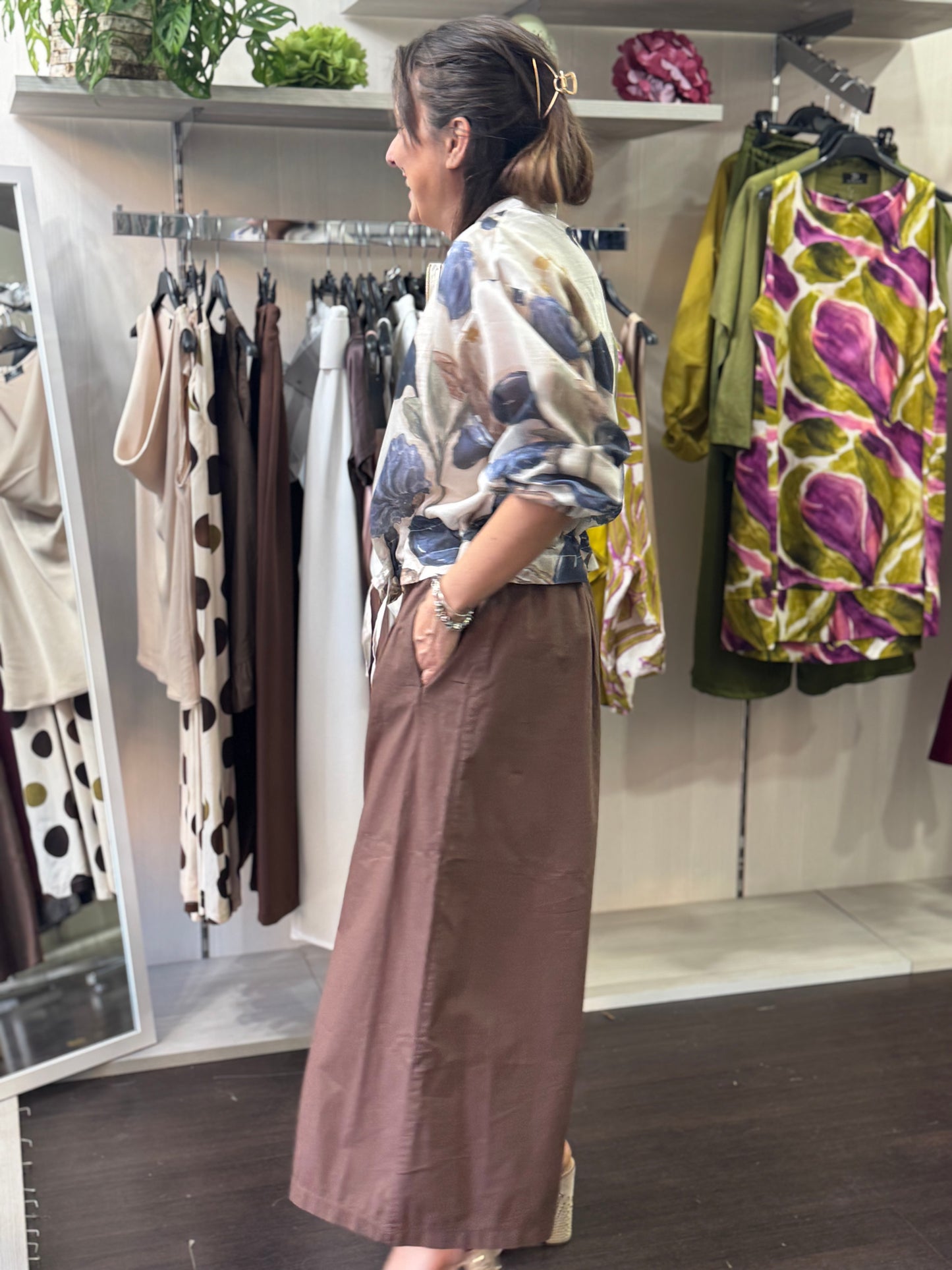 Pantalone cropped cioccolato