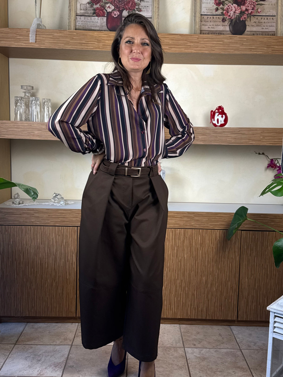 Pantalone con piegone cropped