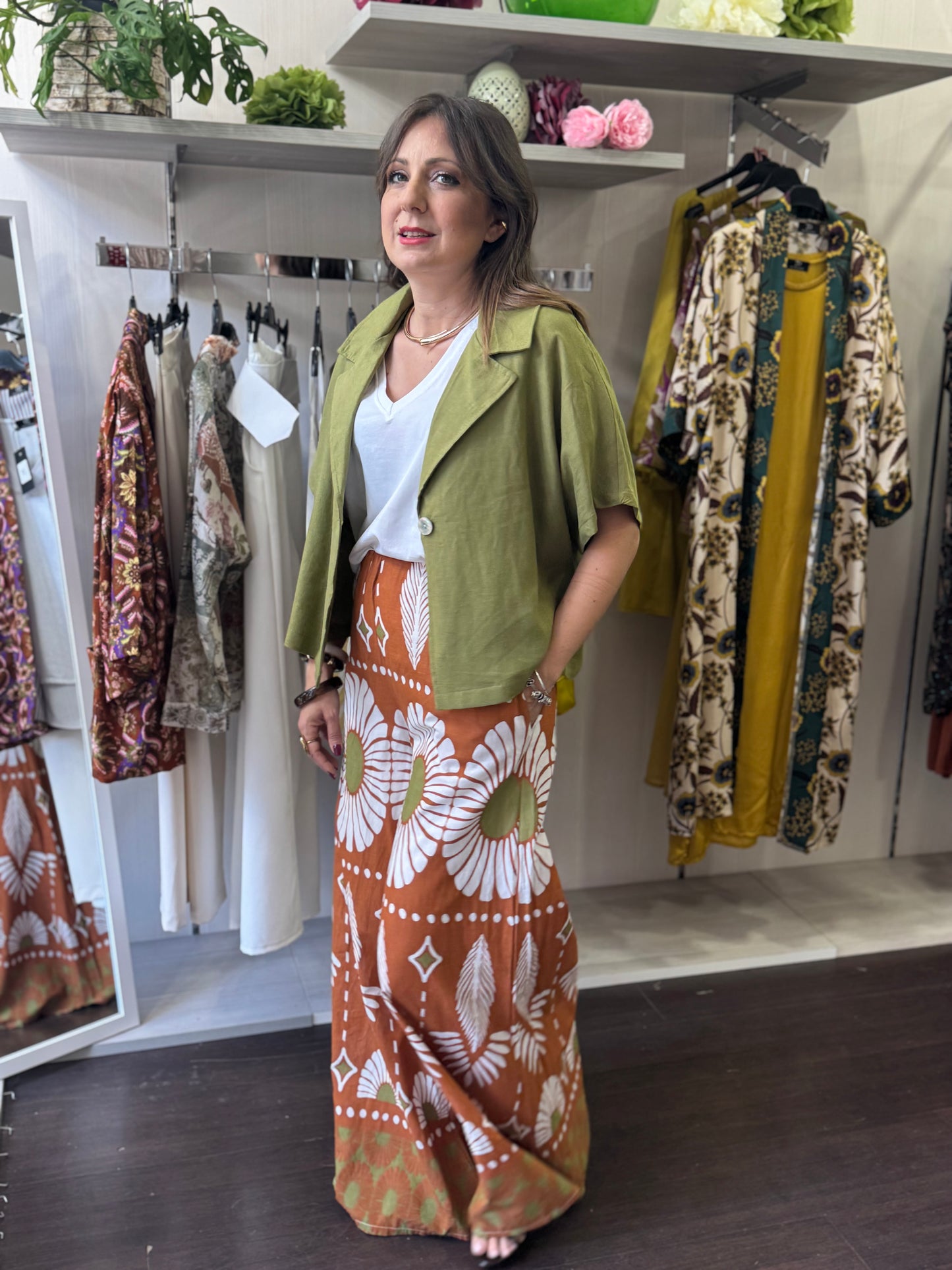 Blazer Lino e viscosa verde