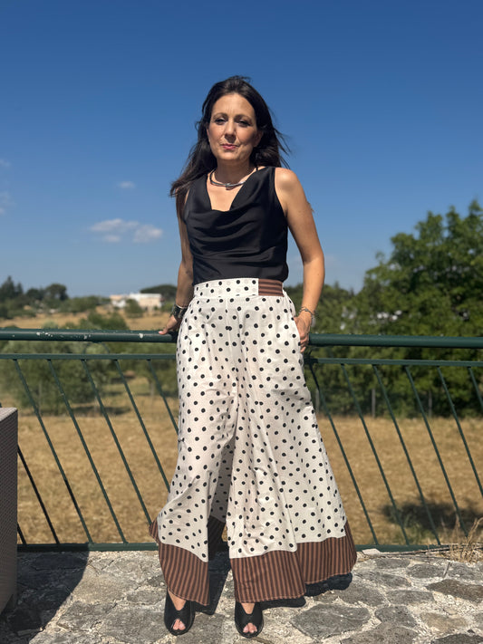 pantalone ampio pois e righe