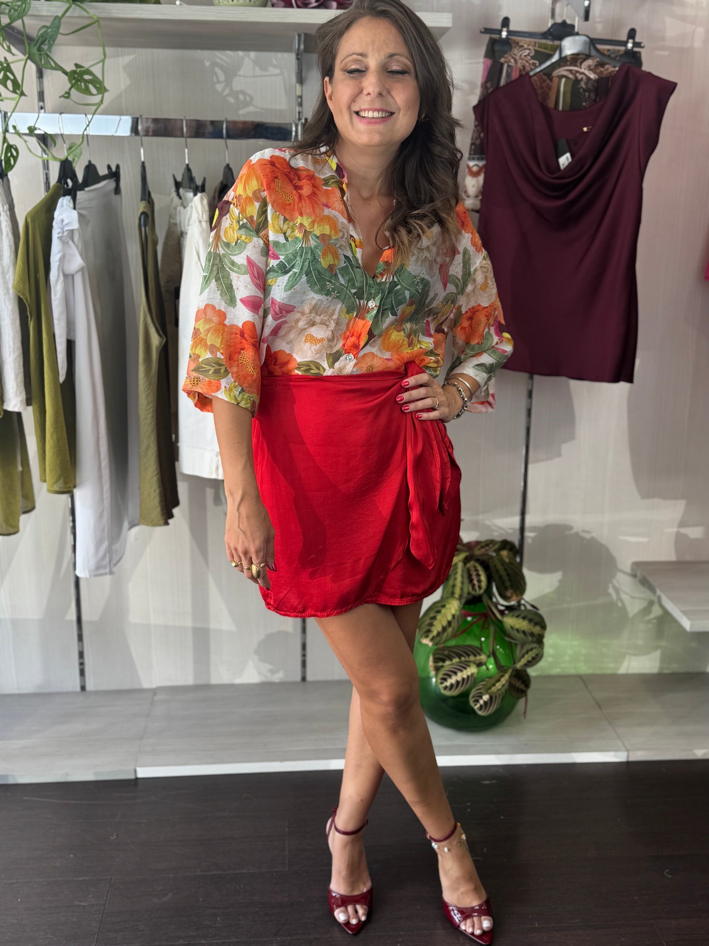 Camicia fantasia arancio