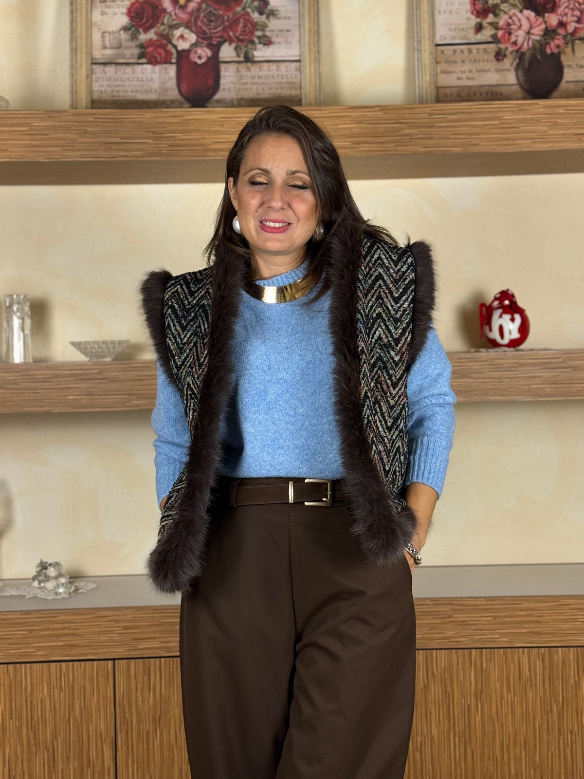 Gilet gobelin e pelliccia