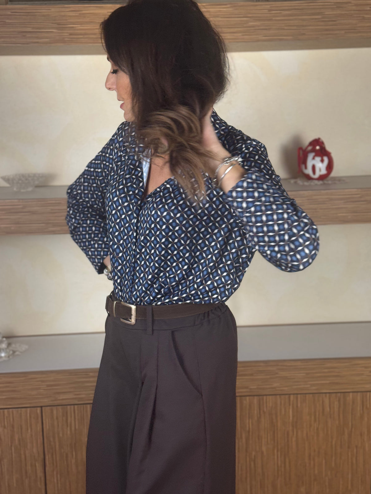 Camicia maglina fantasia blu
