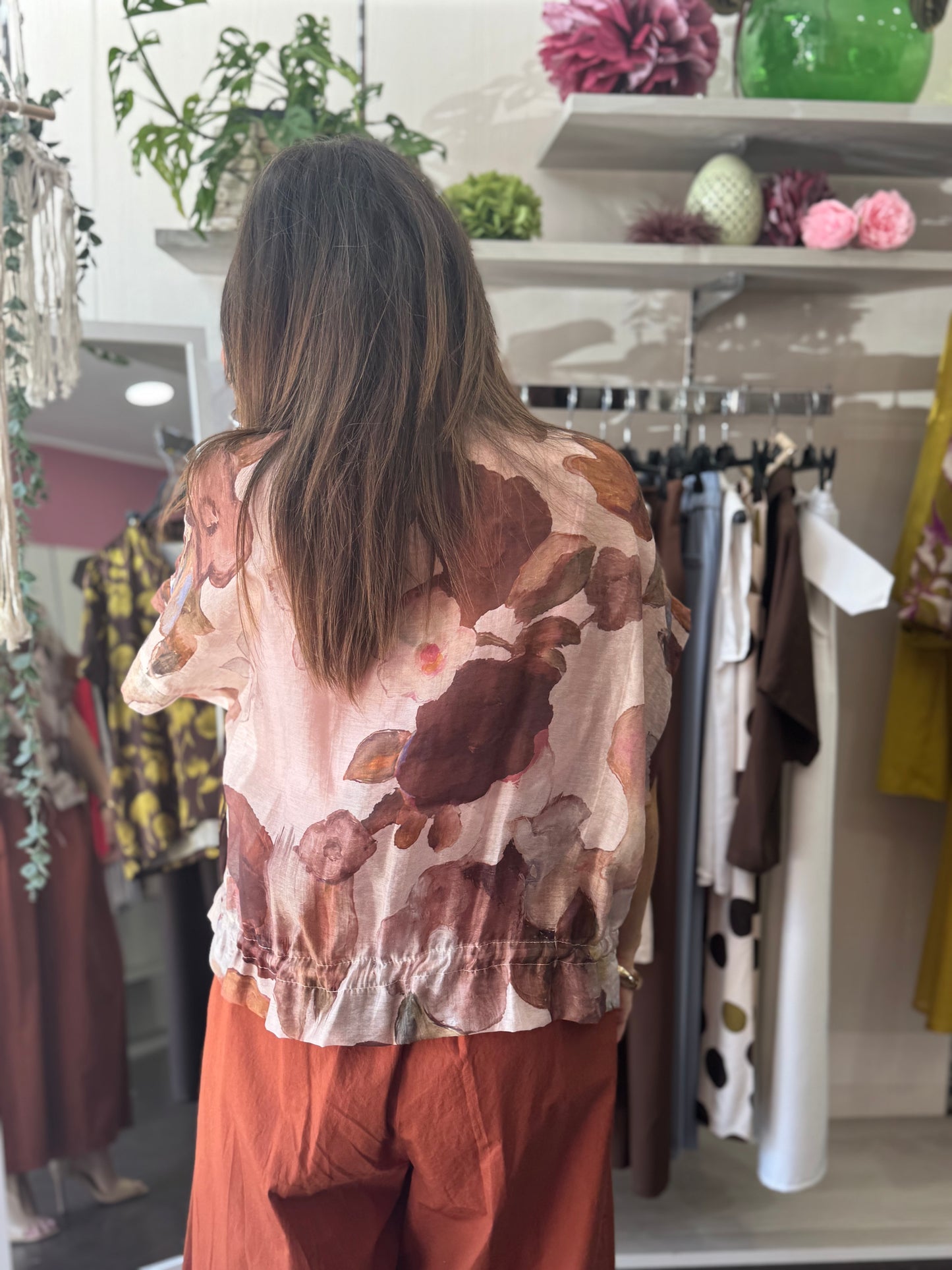 Camicia zip fantasia ruggine