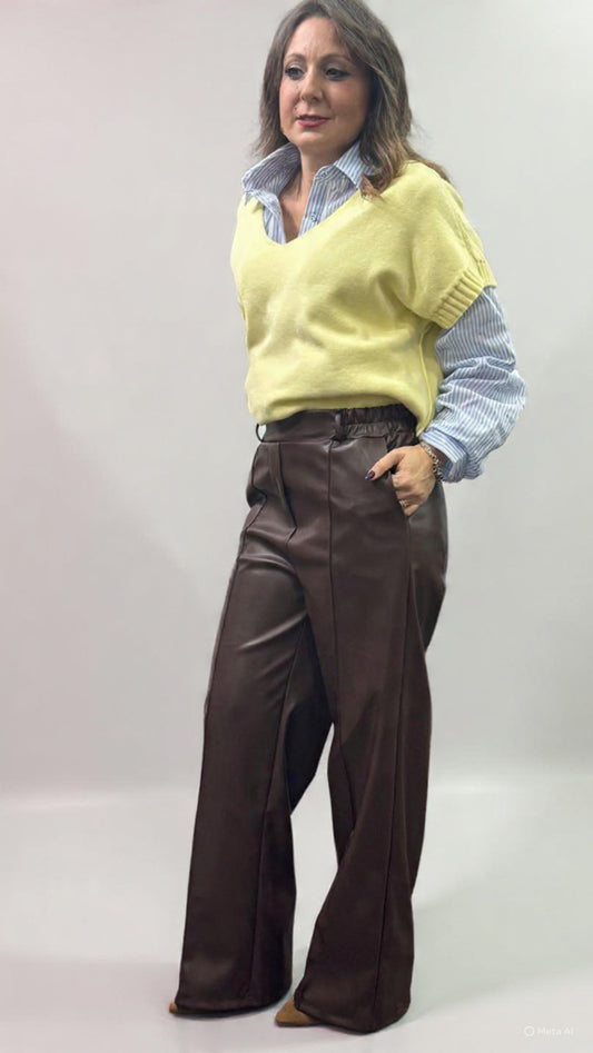 Pantalone ecopelle cioccolato