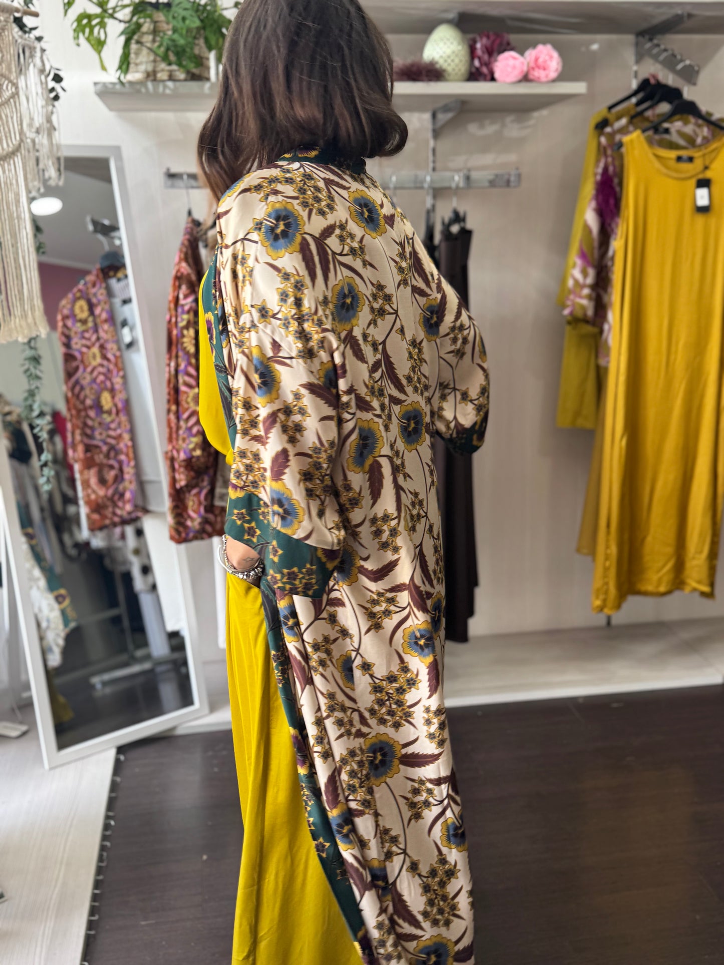 Kimono lungo fantasia ocra