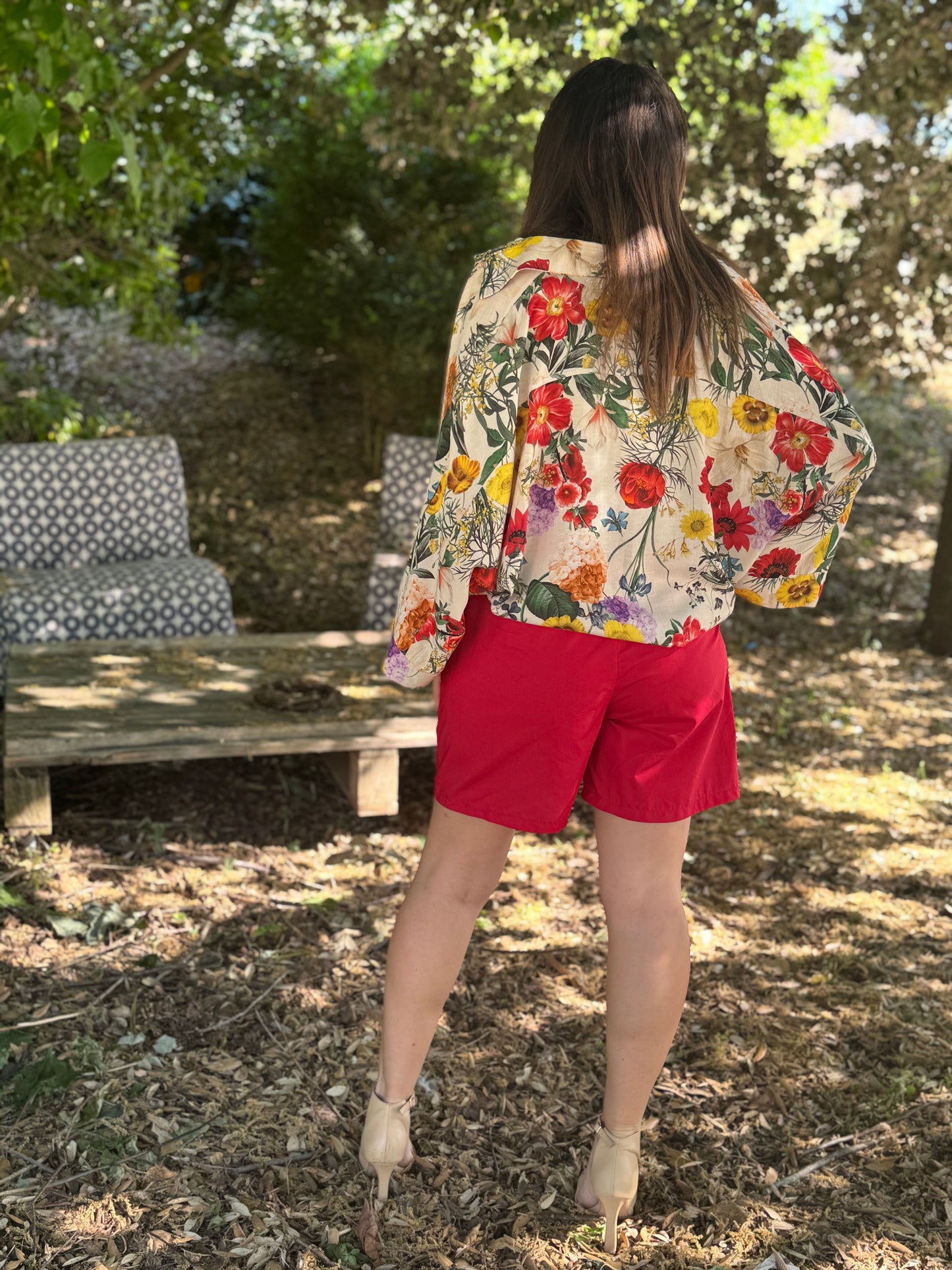 Camicia kimono viscosa e lino