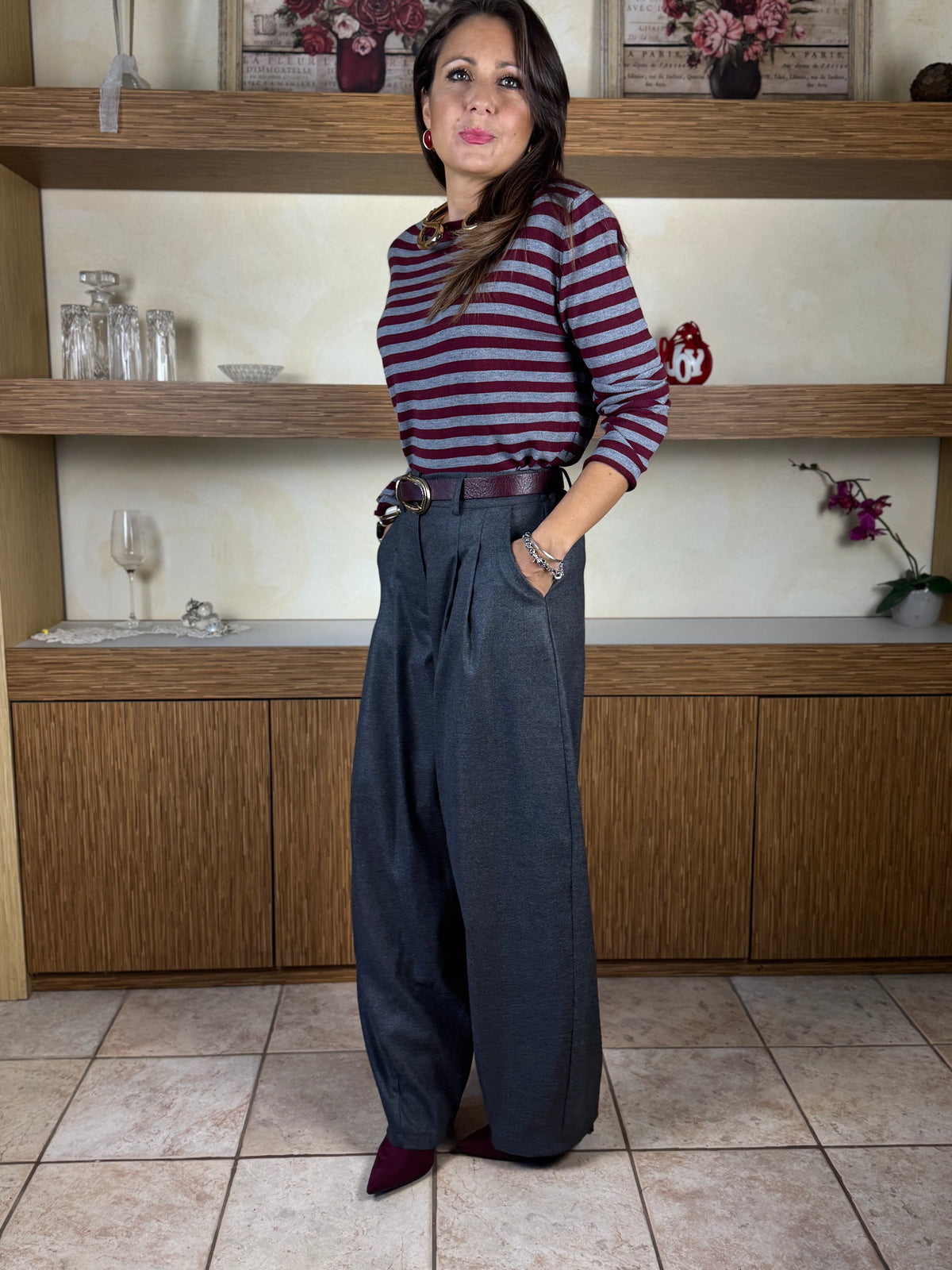 Pantalone pince grigio