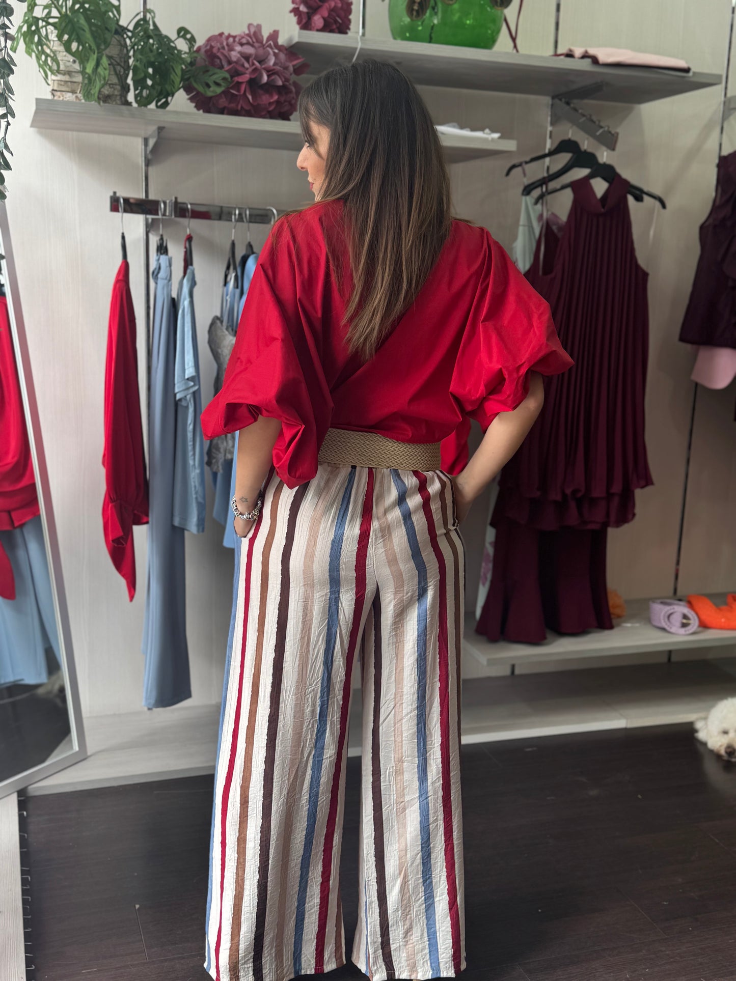 Pantalone a righe verticali in viscosa