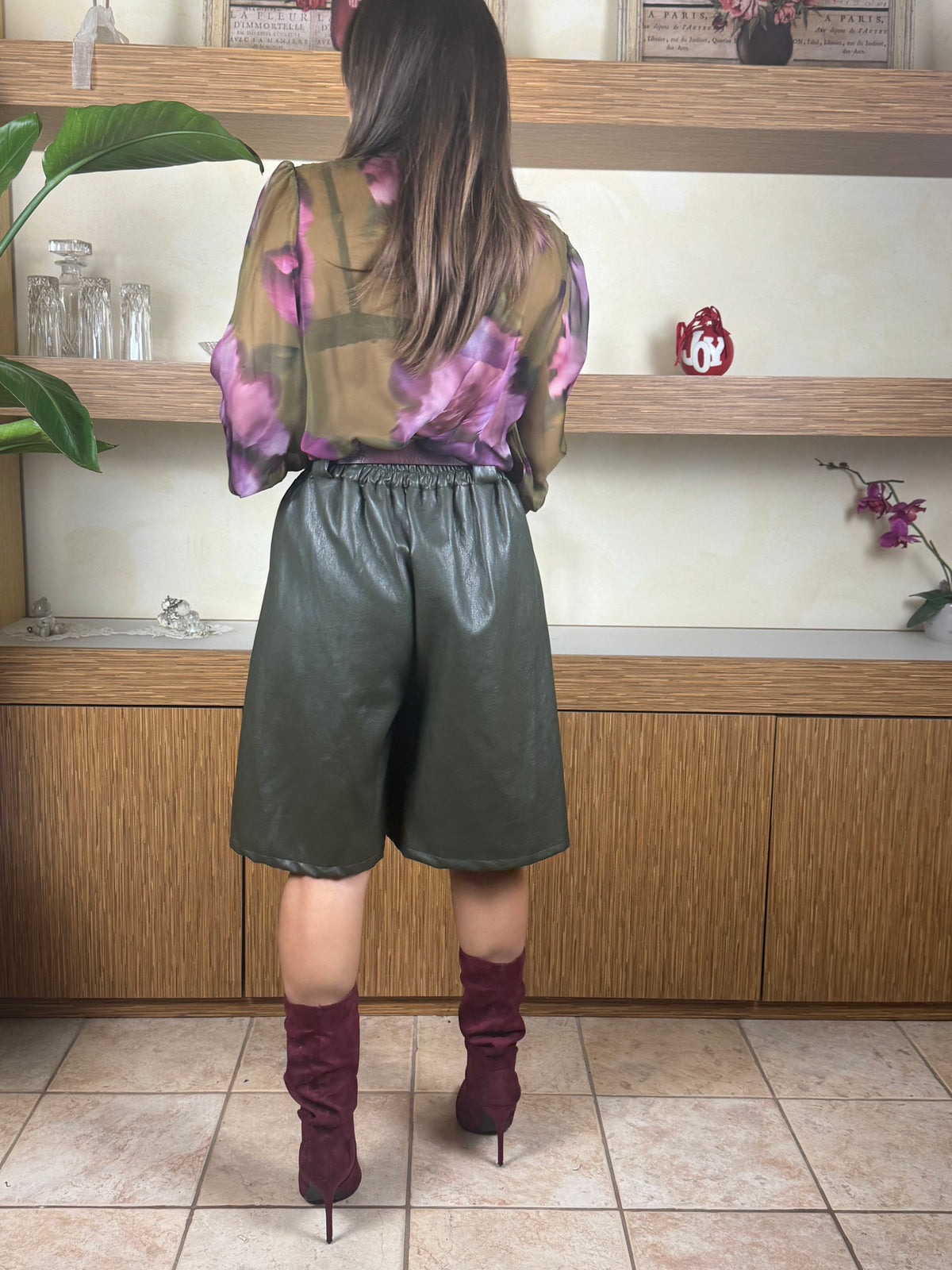 Blusa fantasia bordeaux con laccetti