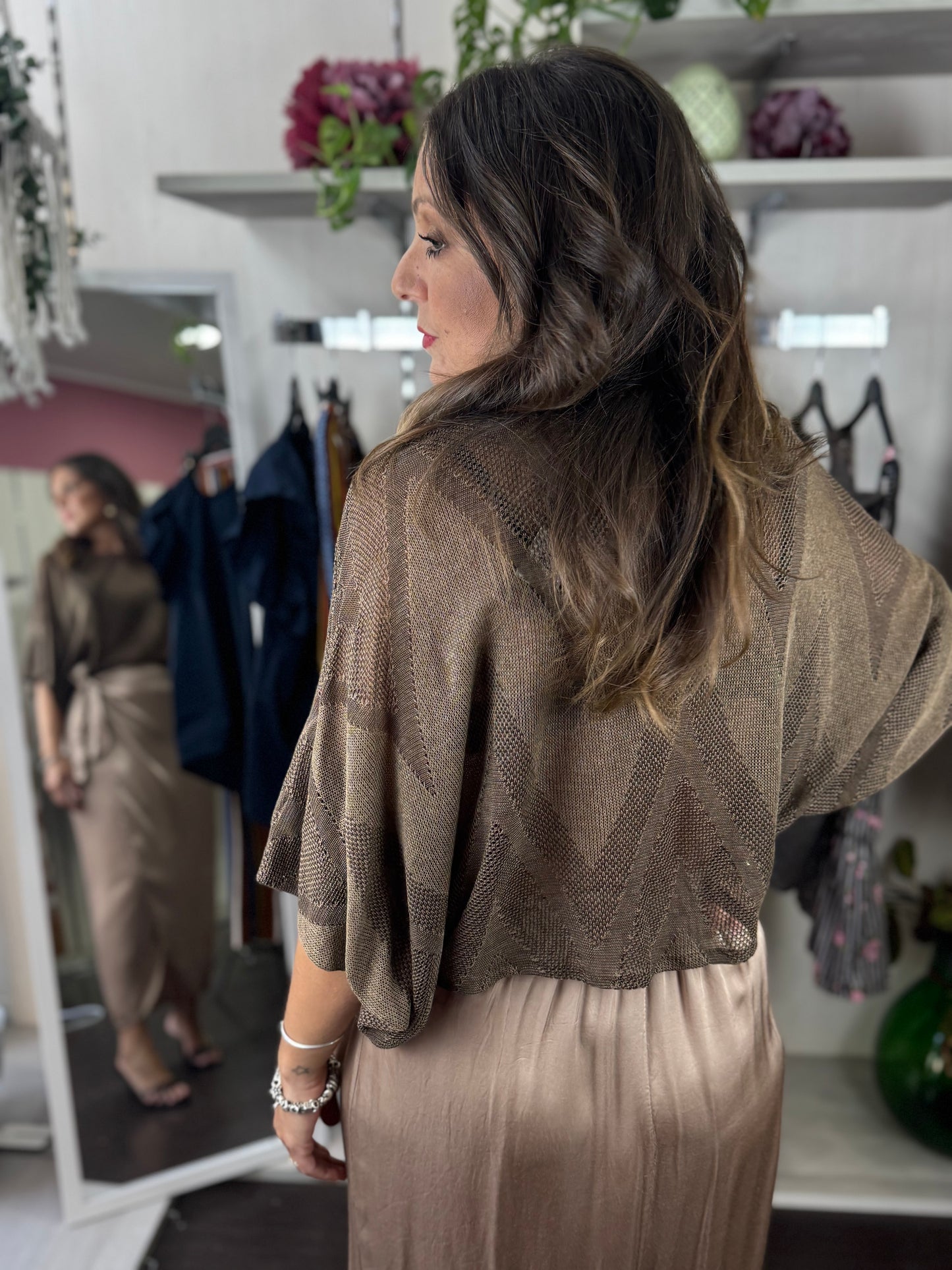 Maglia traforata cappuccino