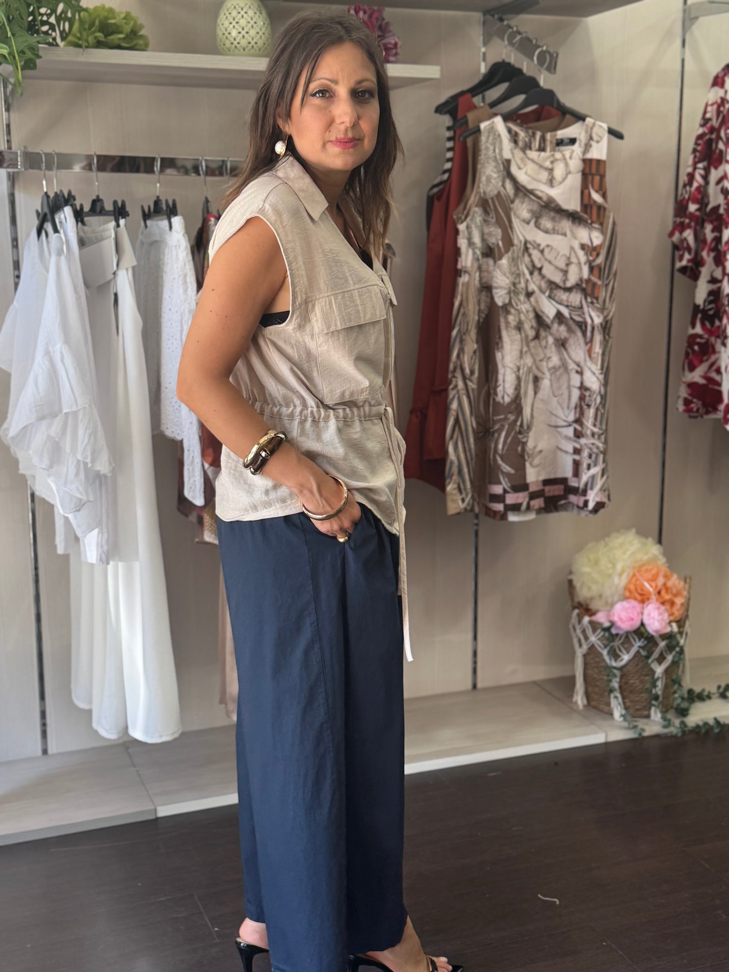 Pantalone cropped blu