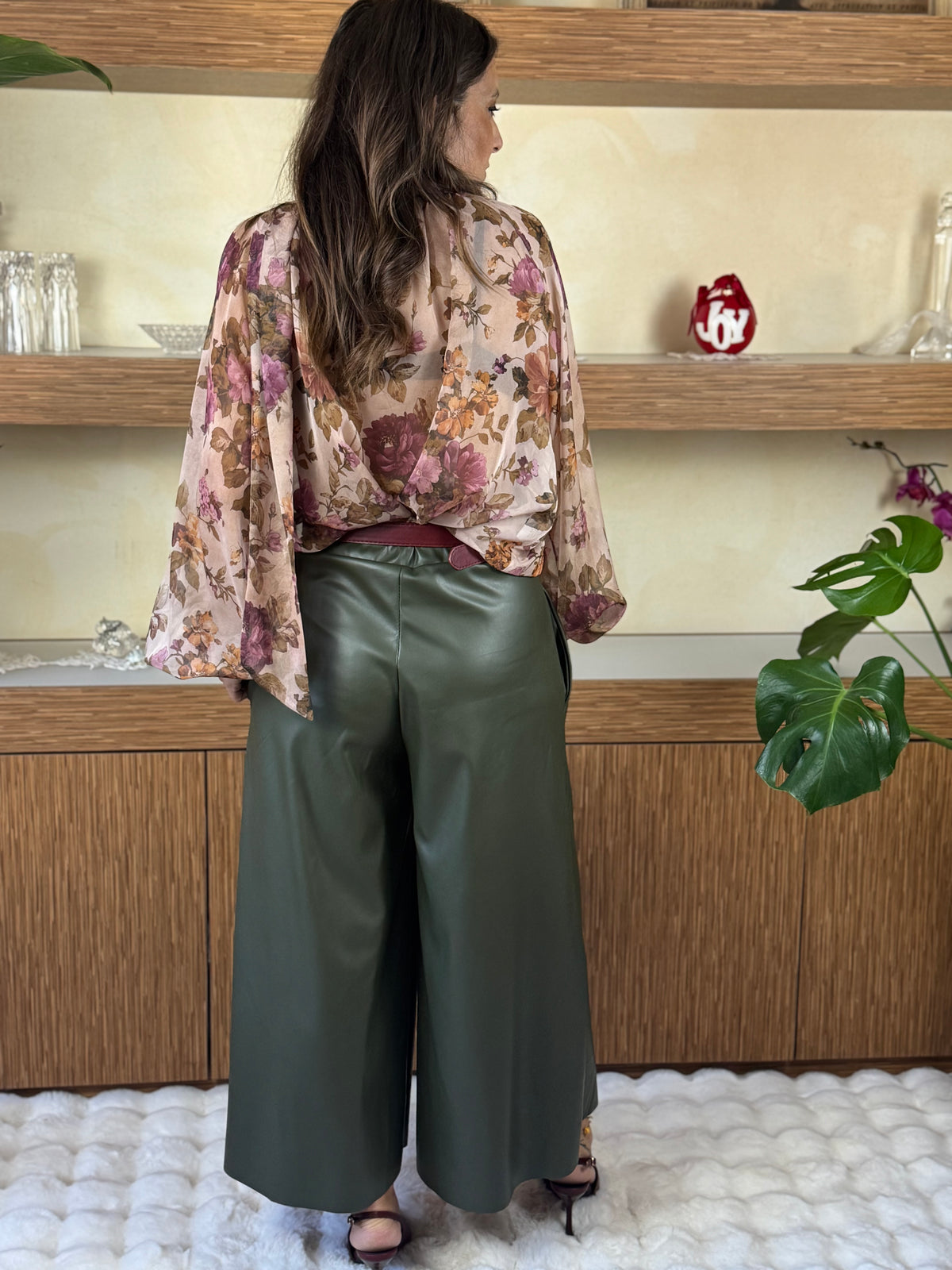 Pantalone ecopelle verde