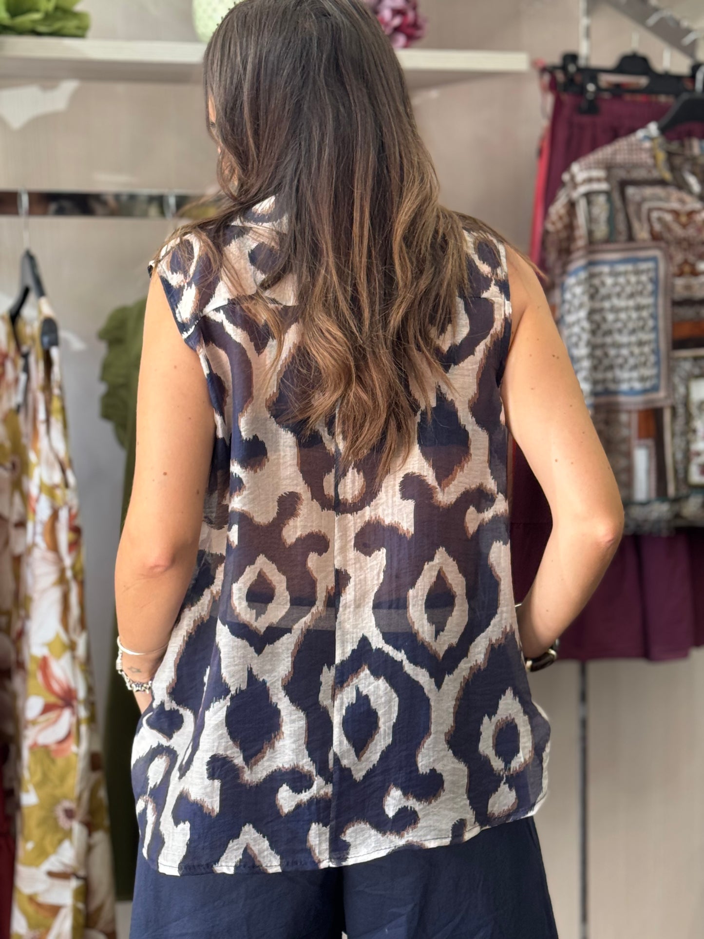 Camicia fantasia blu