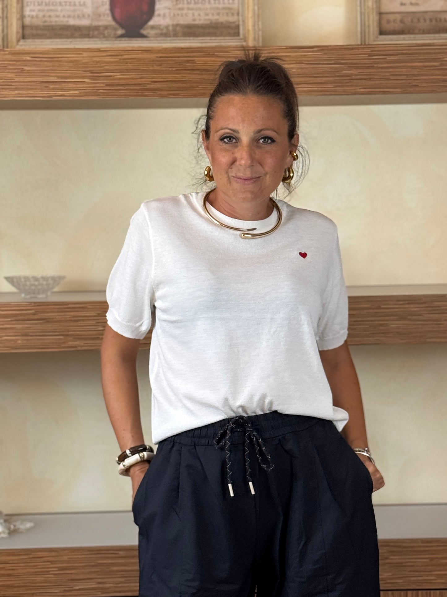 T shirt cuoricino in filo di viscosa