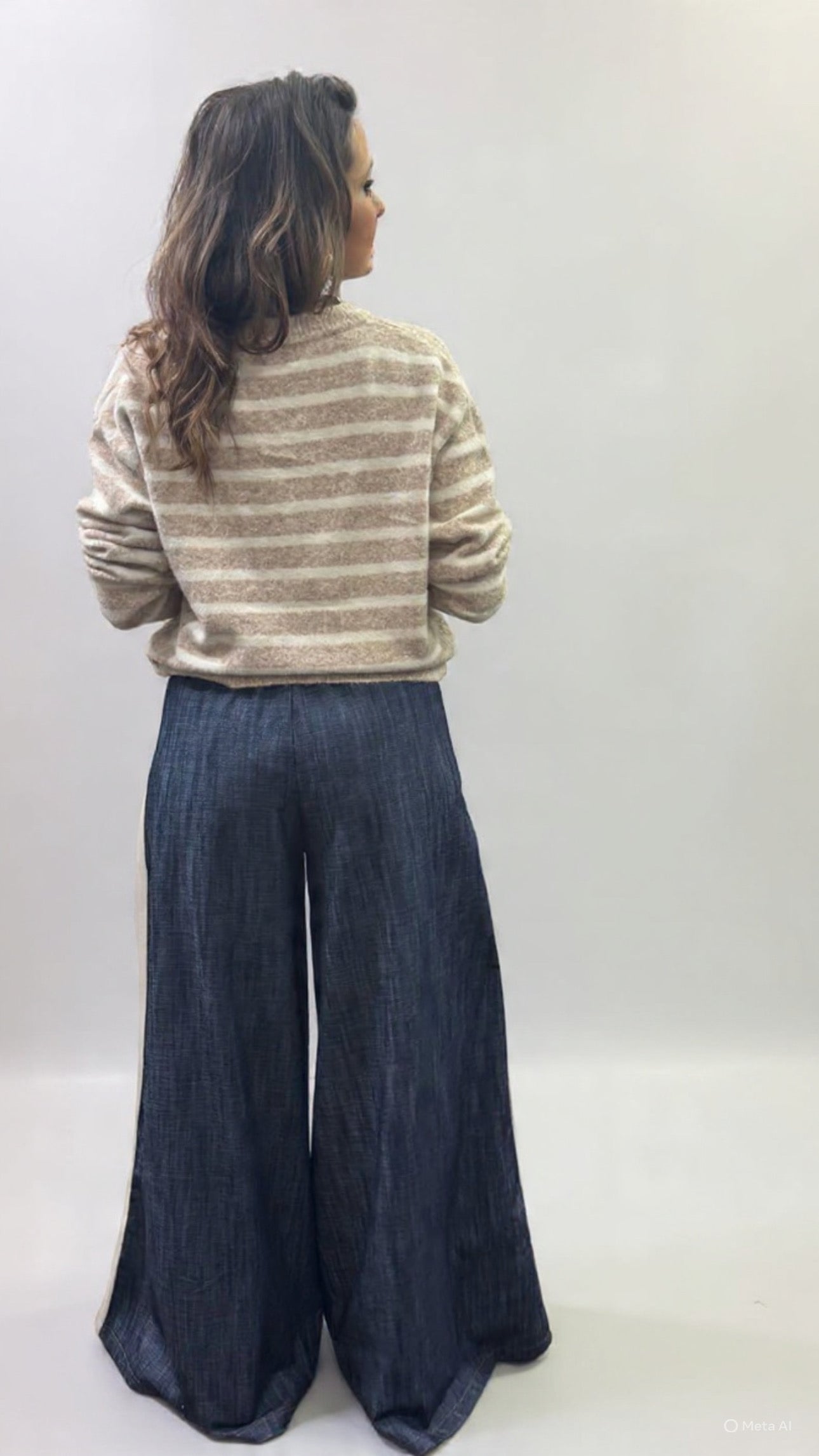 Pantalone jeans righe laterali