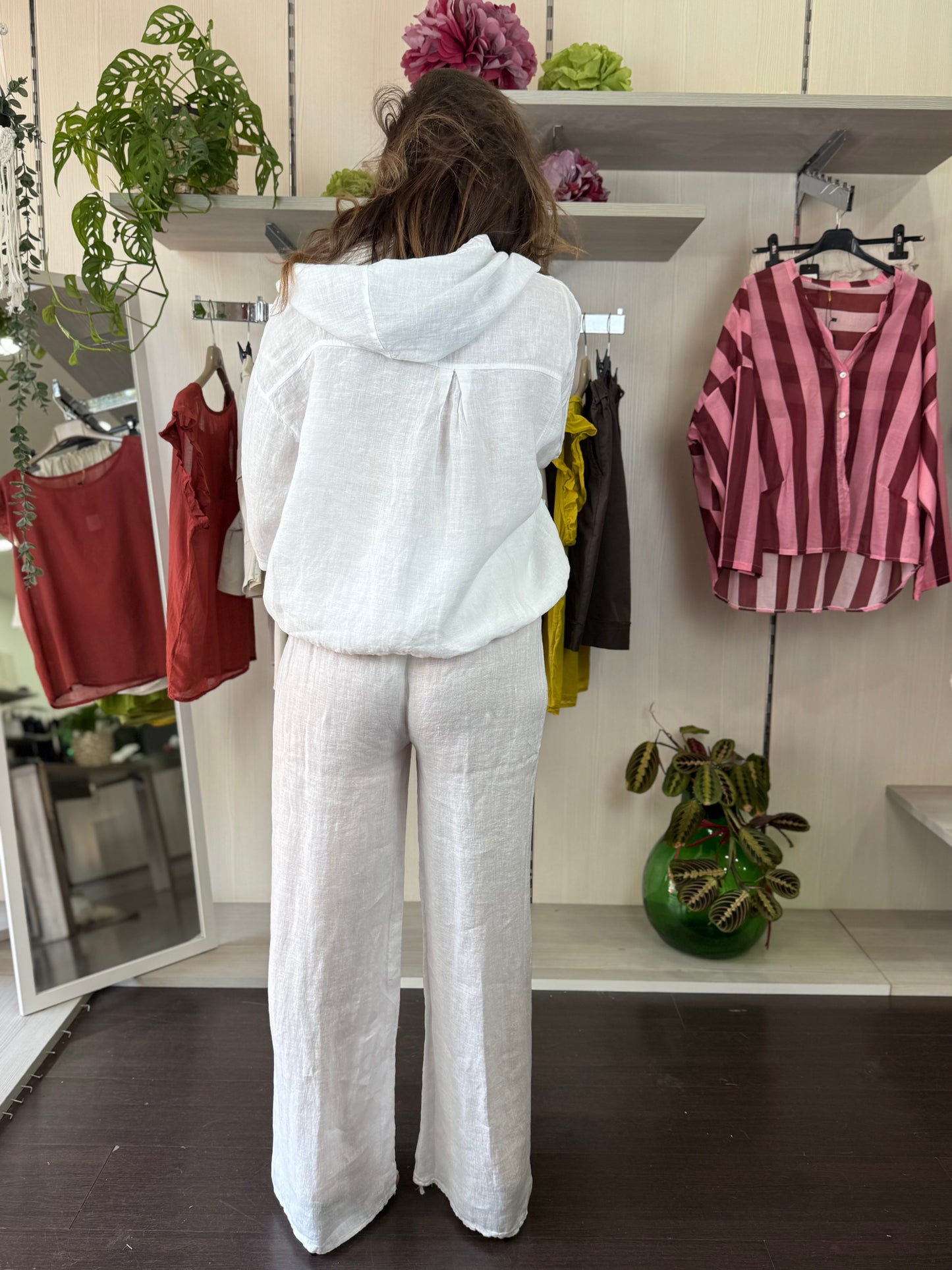 Cardigan lino bianco