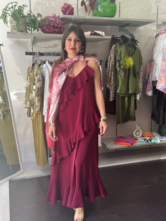 Abito balze bordeaux