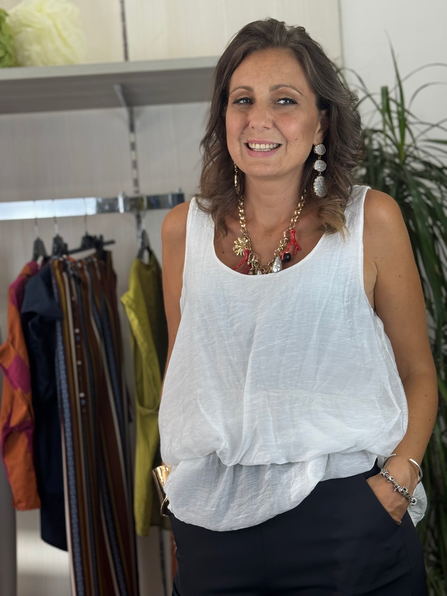 Top bianco balza