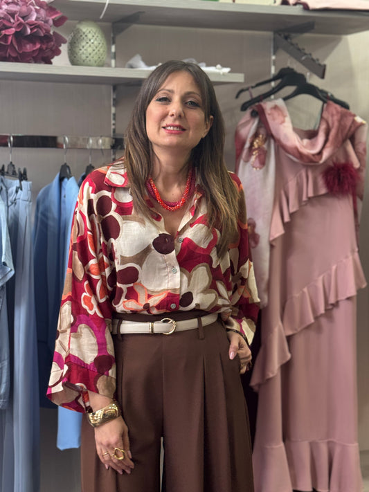 Camicia Kimono fantasia rossa