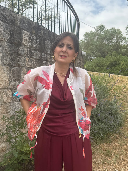 Camicia zip fantasia rossa