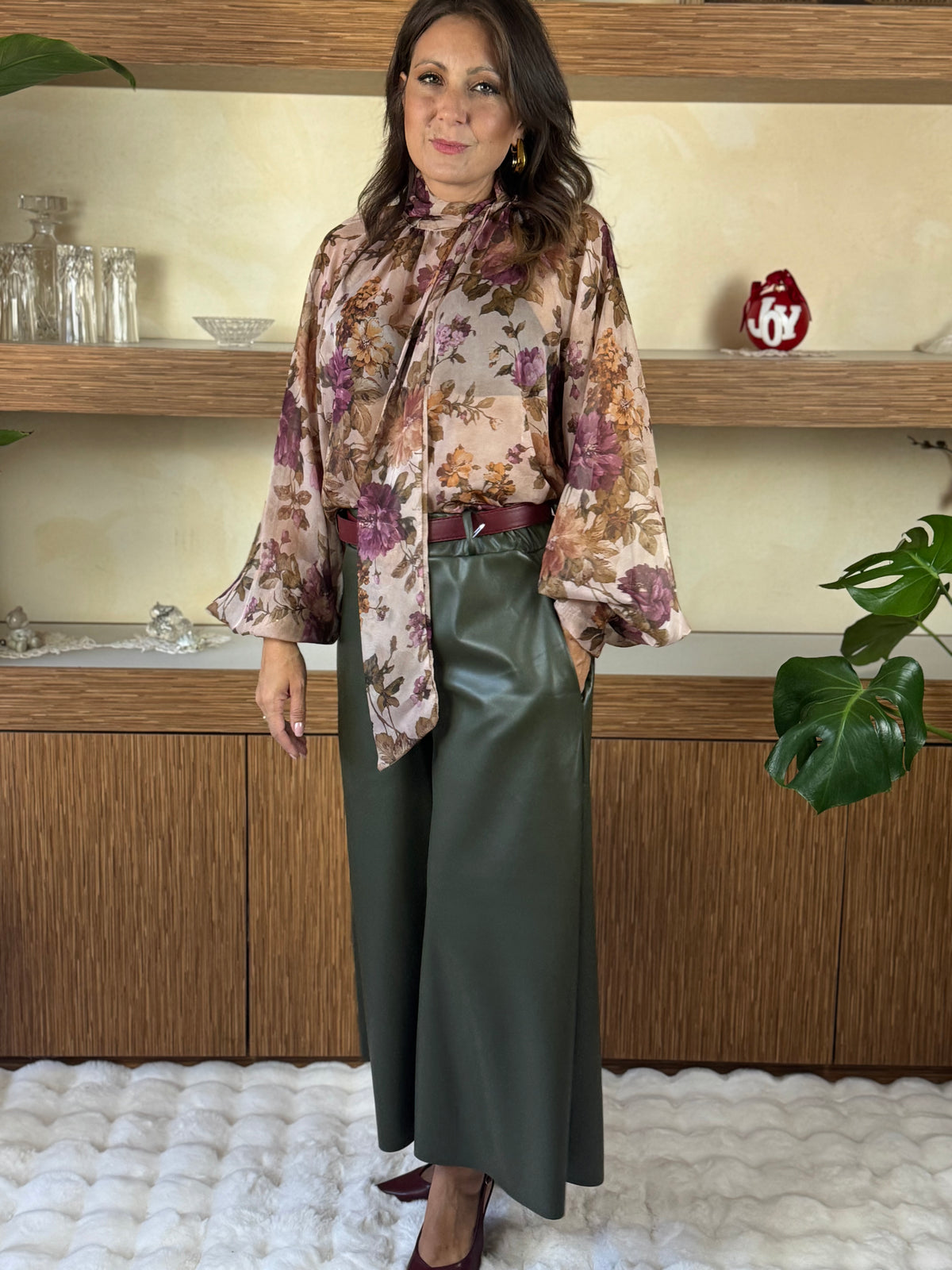 Pantalone ecopelle verde